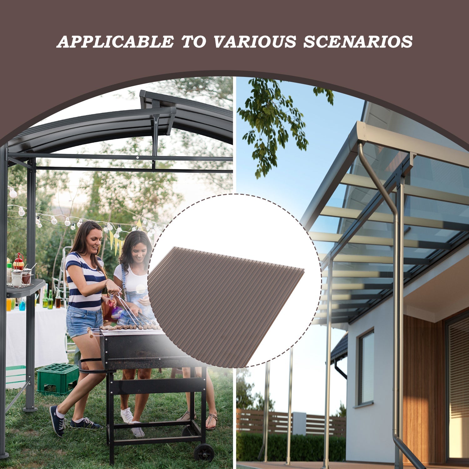 6 Pieces Polycarbonate Gazebo Proof 38"x 62" Panels Gazebo part Aoodor LLC   