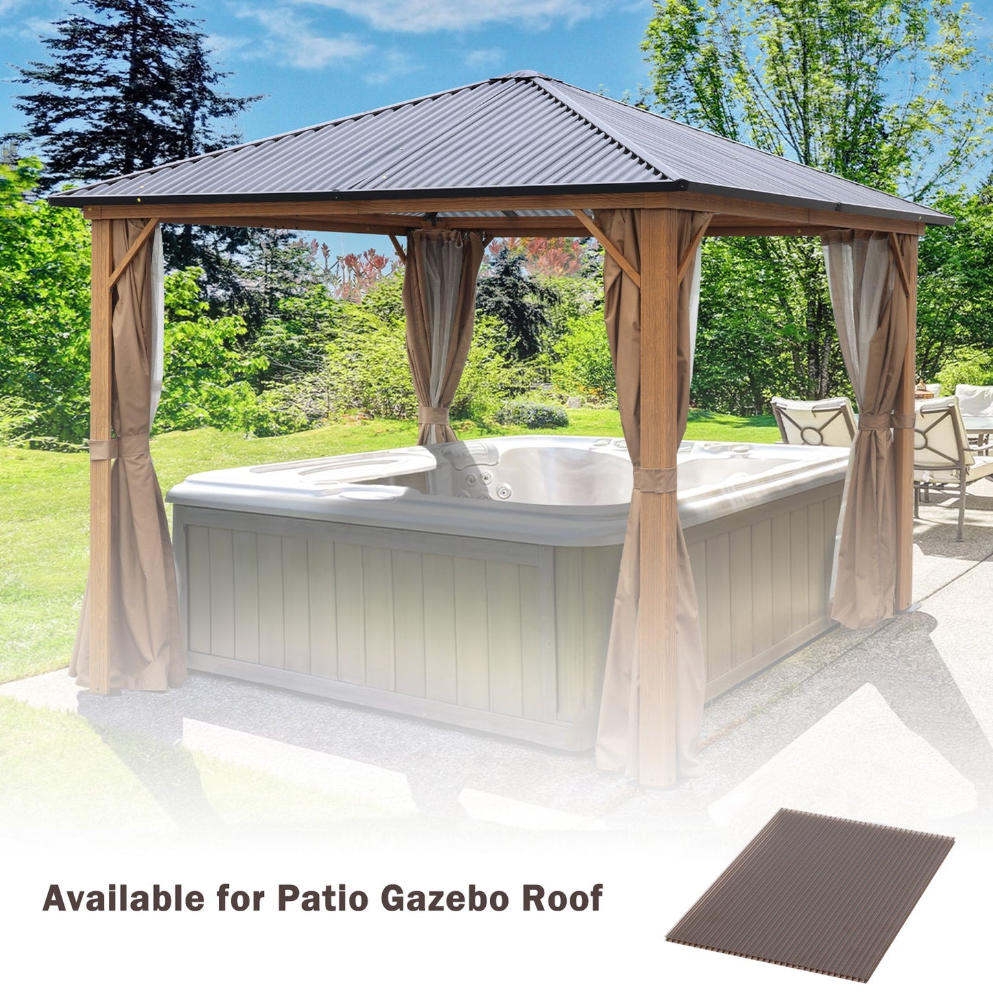 6 Pieces Polycarbonate Gazebo Proof 38"x 62" Panels Gazebo part Aoodor LLC   