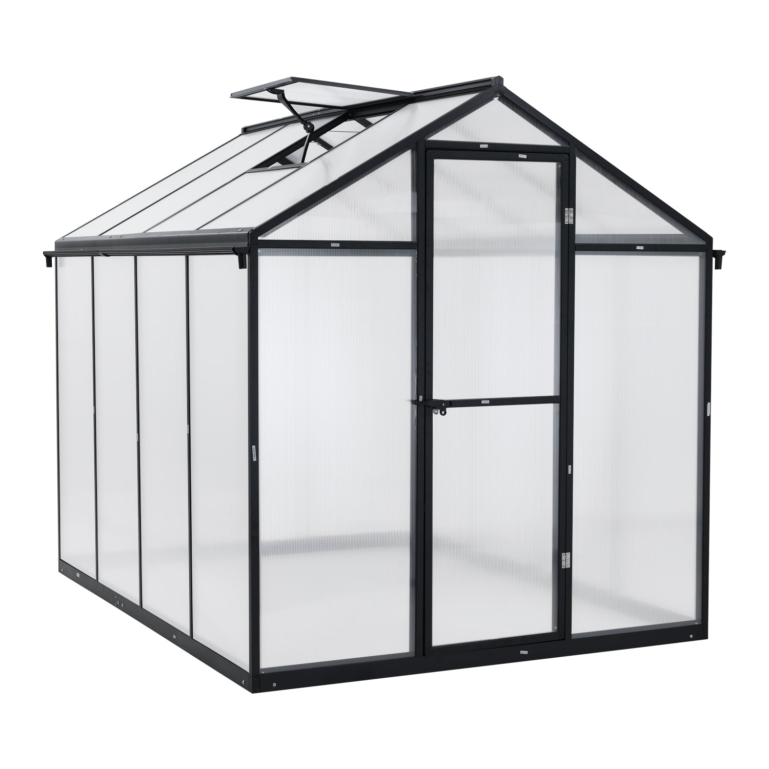 6' x 8' /6' x 10' Walk-in Polycarbonate Greenhouse with Roof Vent and Door lock,  Aluminum Frame and Polycarbonate Panels- White/Black  Aoodor LLC 6' x 8' Black 