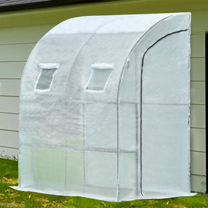 6.7' x 3.3' x 7.2' Lean-to Walk-in Greenhouse - Green/White Greenhouse Aoodor   