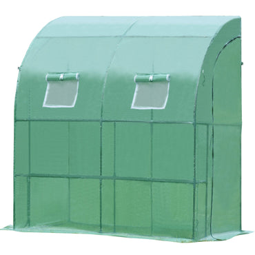 6.7' x 3.3' x 7.2' Lean-to Walk-in Greenhouse - Green/White Greenhouse Aoodor Green  