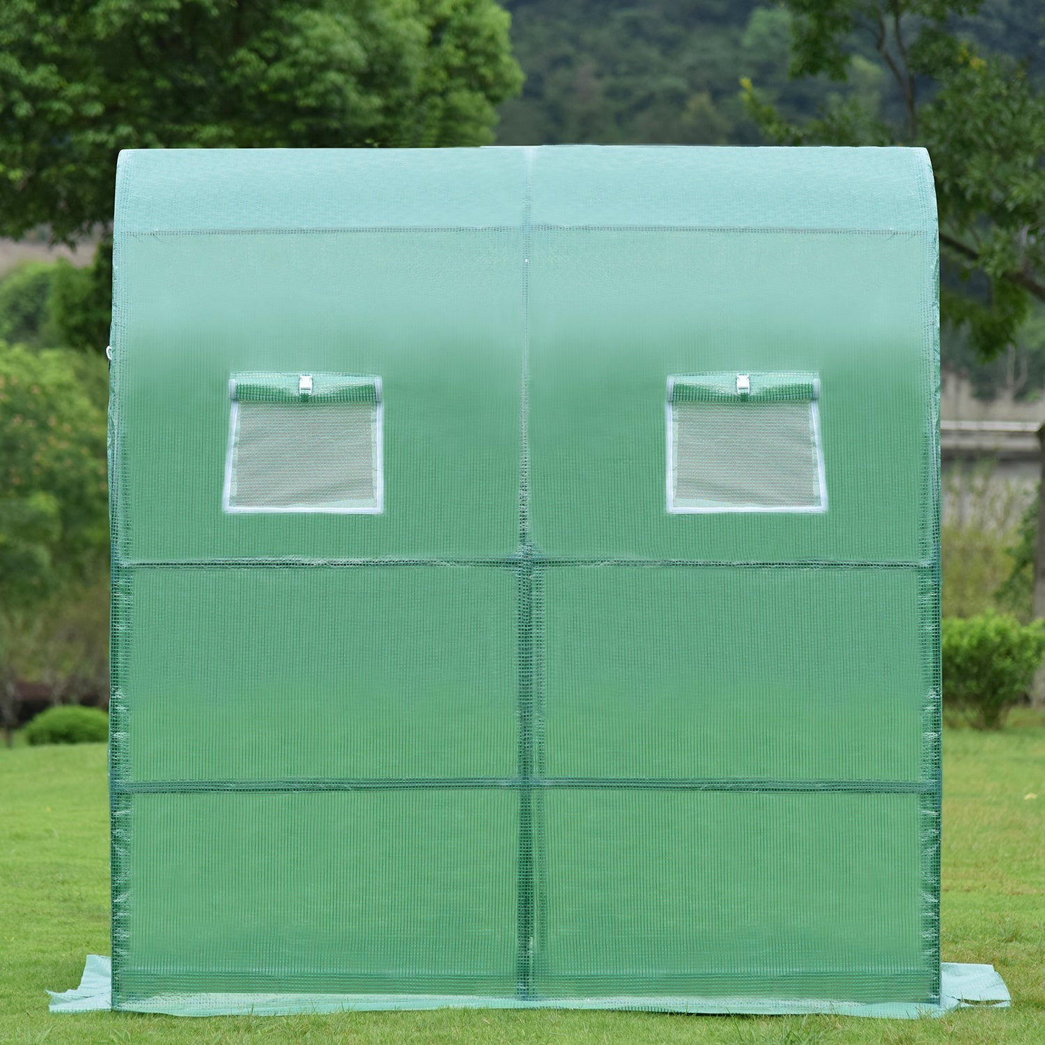 6.7' x 3.3' x 7.2' Lean-to Walk-in Greenhouse - Green/White Greenhouse Aoodor   