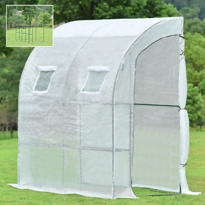 6.7' x 3.3' x 7.2' Lean-to Walk-in Greenhouse - Green/White Greenhouse Aoodor   