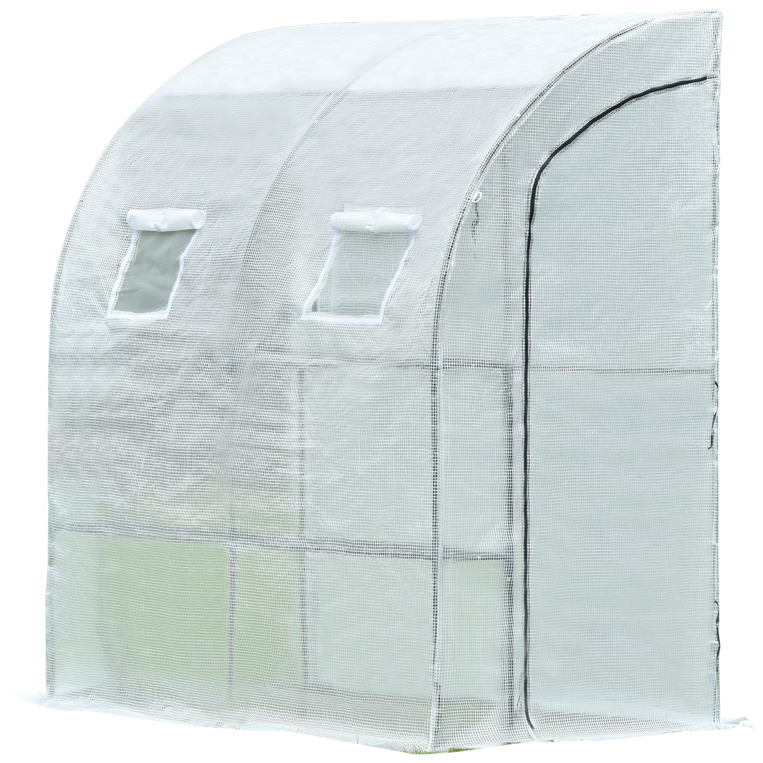 6.7' x 3.3' x 7.2' Lean-to Walk-in Greenhouse - Green/White Greenhouse Aoodor White  