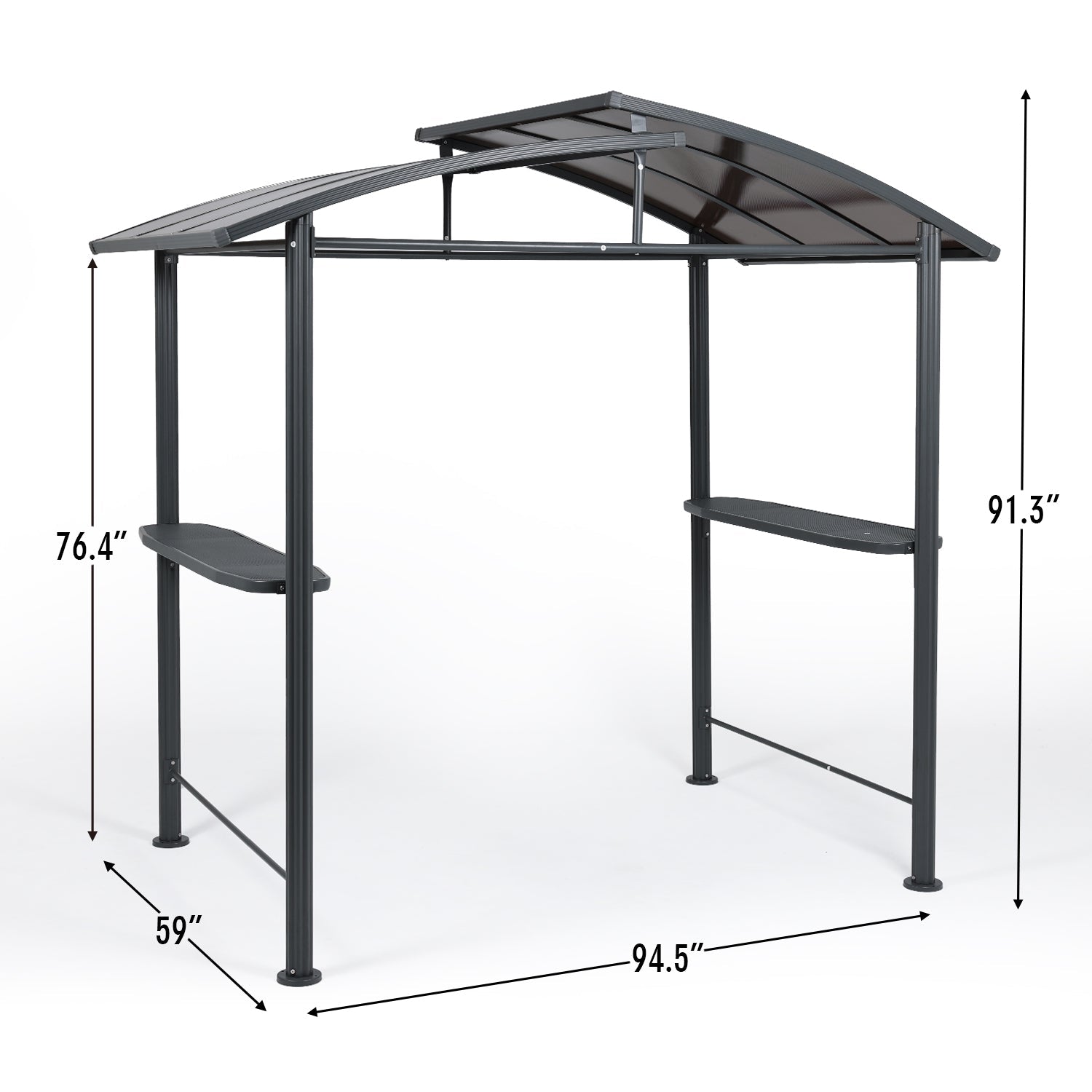 8 x 5 ft. BBQ Grill Gazebo Shelter, Steel Frame and Double-Tier Polycarbonate Top Canopy, with Side Shelves Gazebo Aoodor LLC   