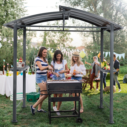 8 x 5 ft. BBQ Grill Gazebo Shelter, Steel Frame and Double-Tier Polycarbonate Top Canopy, with Side Shelves Gazebo Aoodor LLC   