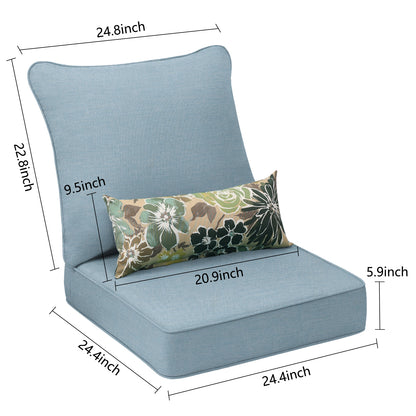 Patio Deep Chair Cushion - 2 Back 2 Seater 2 Pillow CUSHION Aoodor LLC   