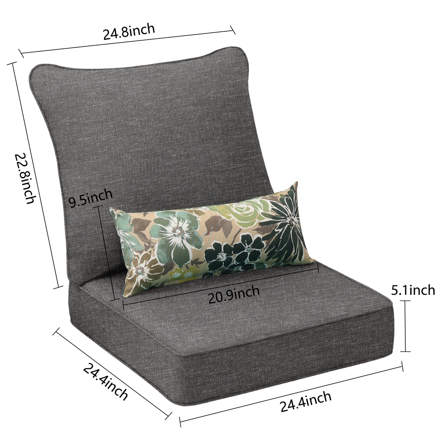 Patio Deep Chair Cushion - 2 Back 2 Seater 2 Pillow CUSHION Aoodor LLC   