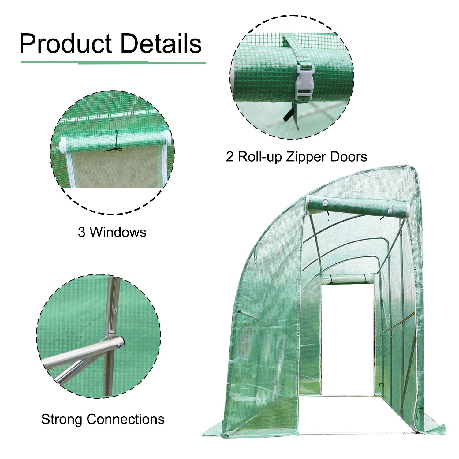 9.65' x 4.79' x7.05' Lean-to Walk-in Greenhouse for Plants, Outdoor Stable Greenhouse Greenhouse Aoodor    