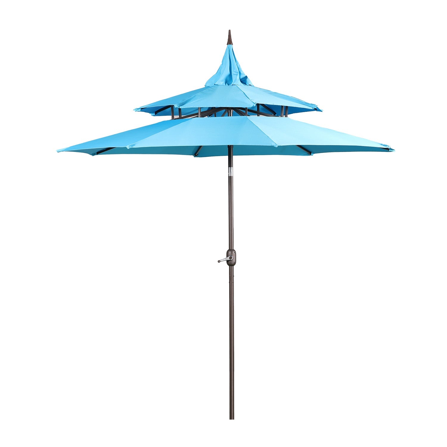 9FT 3-Tier Patio Umbrella with Crank Lift - Outdoor Table Umbrella - Sun Protection with 8 Ribs Patio Umbrella Aoodor LLC Blue  