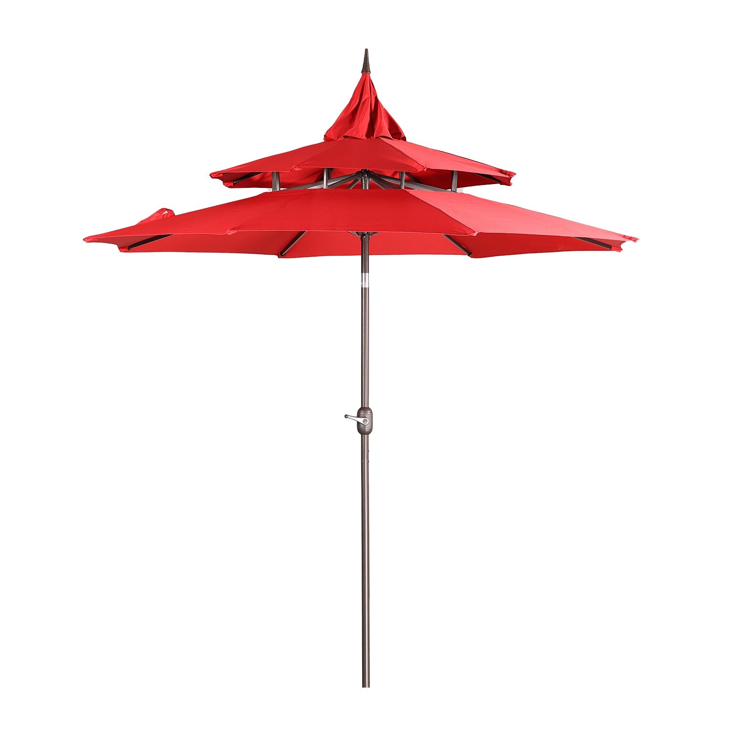 9FT 3-Tier Patio Umbrella with Crank Lift - Outdoor Table Umbrella - Sun Protection with 8 Ribs Patio Umbrella Aoodor LLC Wine Red  