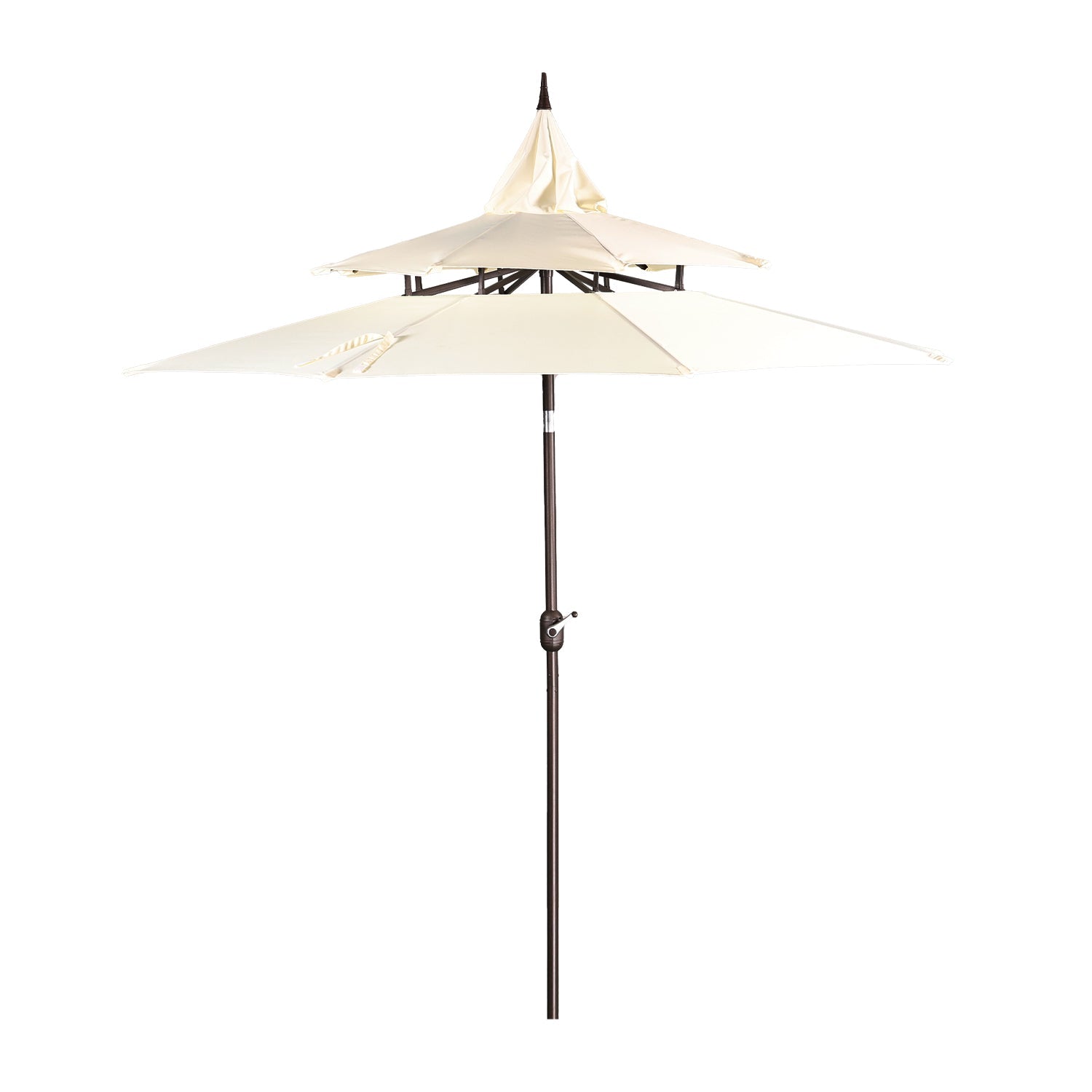 9FT 3-Tier Patio Umbrella with Crank Lift - Outdoor Table Umbrella - Sun Protection with 8 Ribs Patio Umbrella Aoodor LLC Beige  
