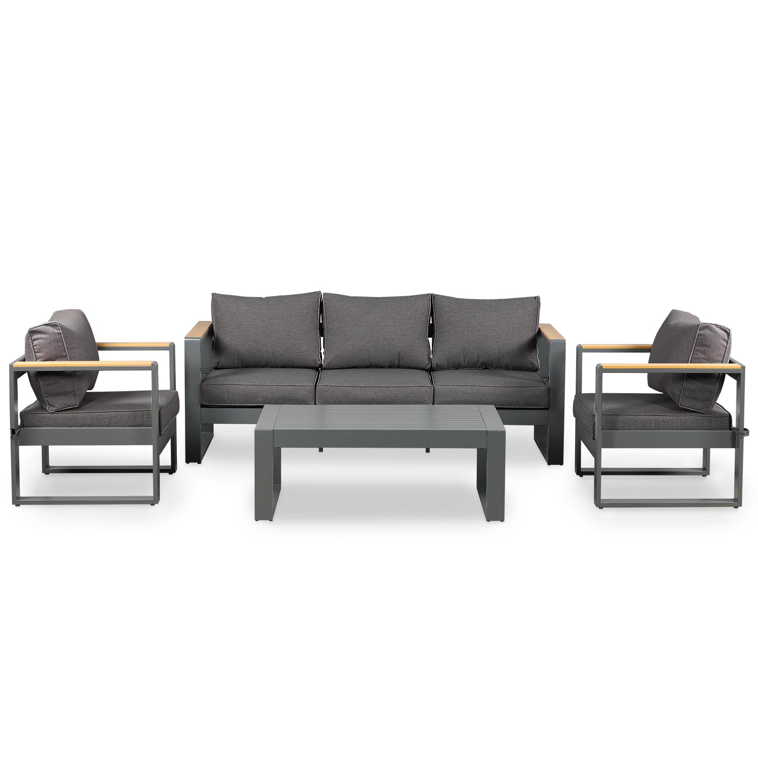 Outdoor Aluminum Furniture Set Furniture Aoodor LLC Set of 4 (three-seater sofa set) Grey 