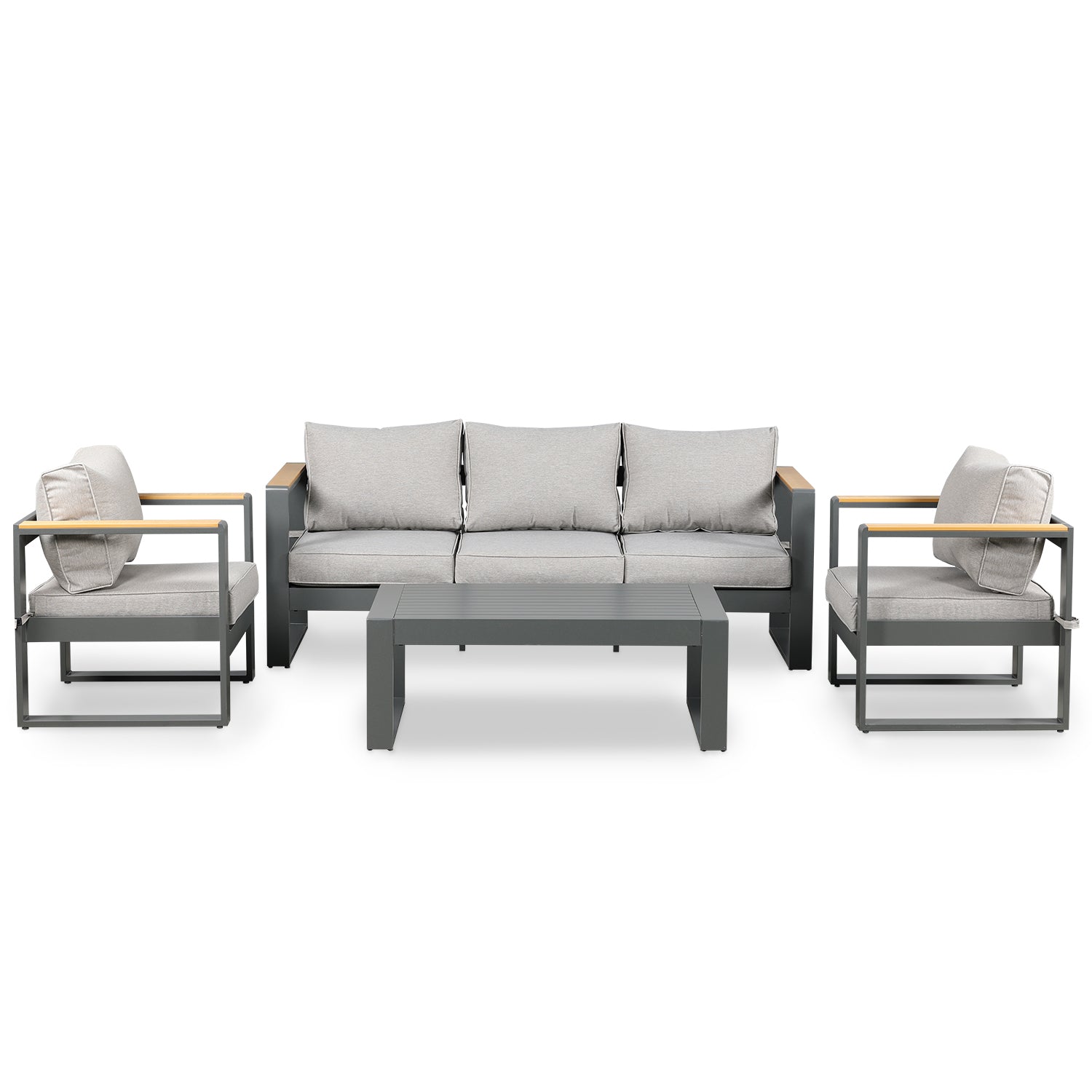 Outdoor Aluminum Furniture Set Furniture Aoodor LLC Set of 4 (three-seater sofa set) Light Grey 