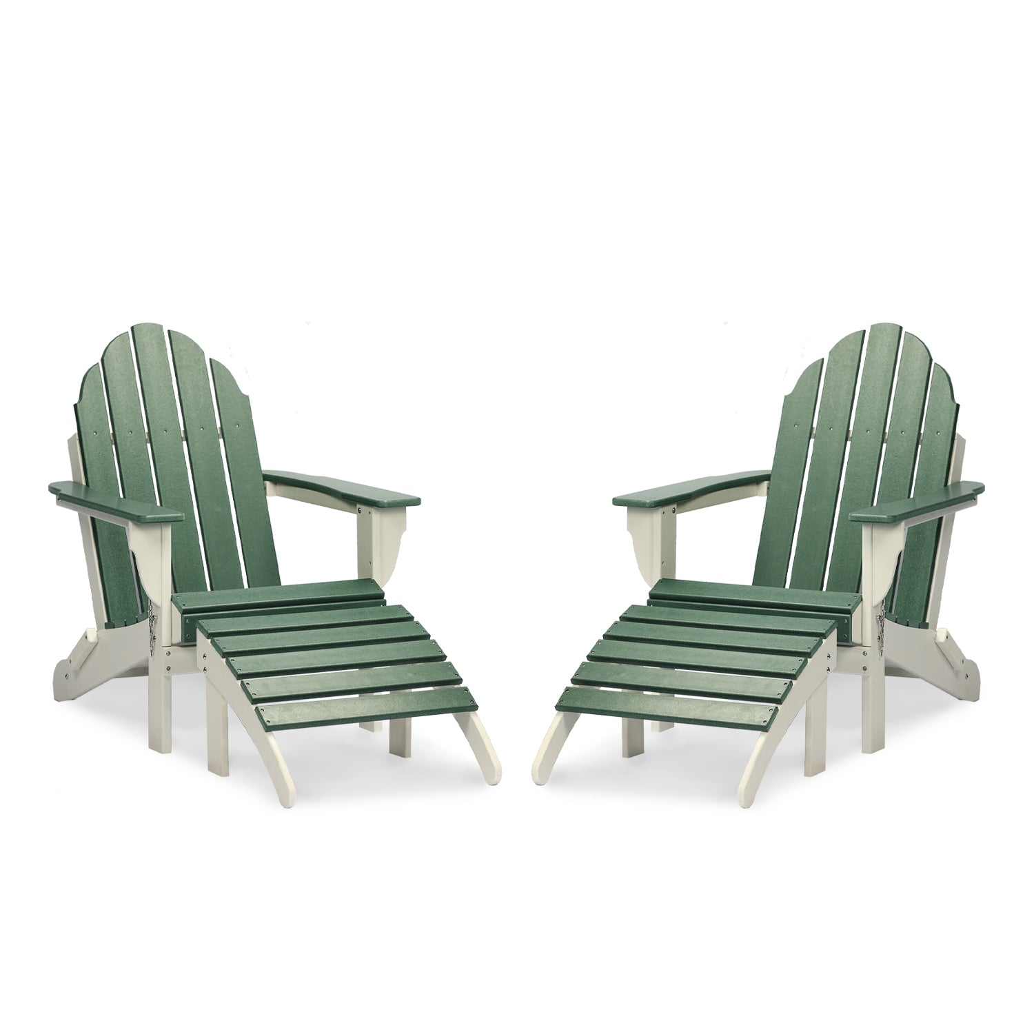 Adirondack Chair and Ottoman Set Furniture Aoodor LLC 2 sets Green 