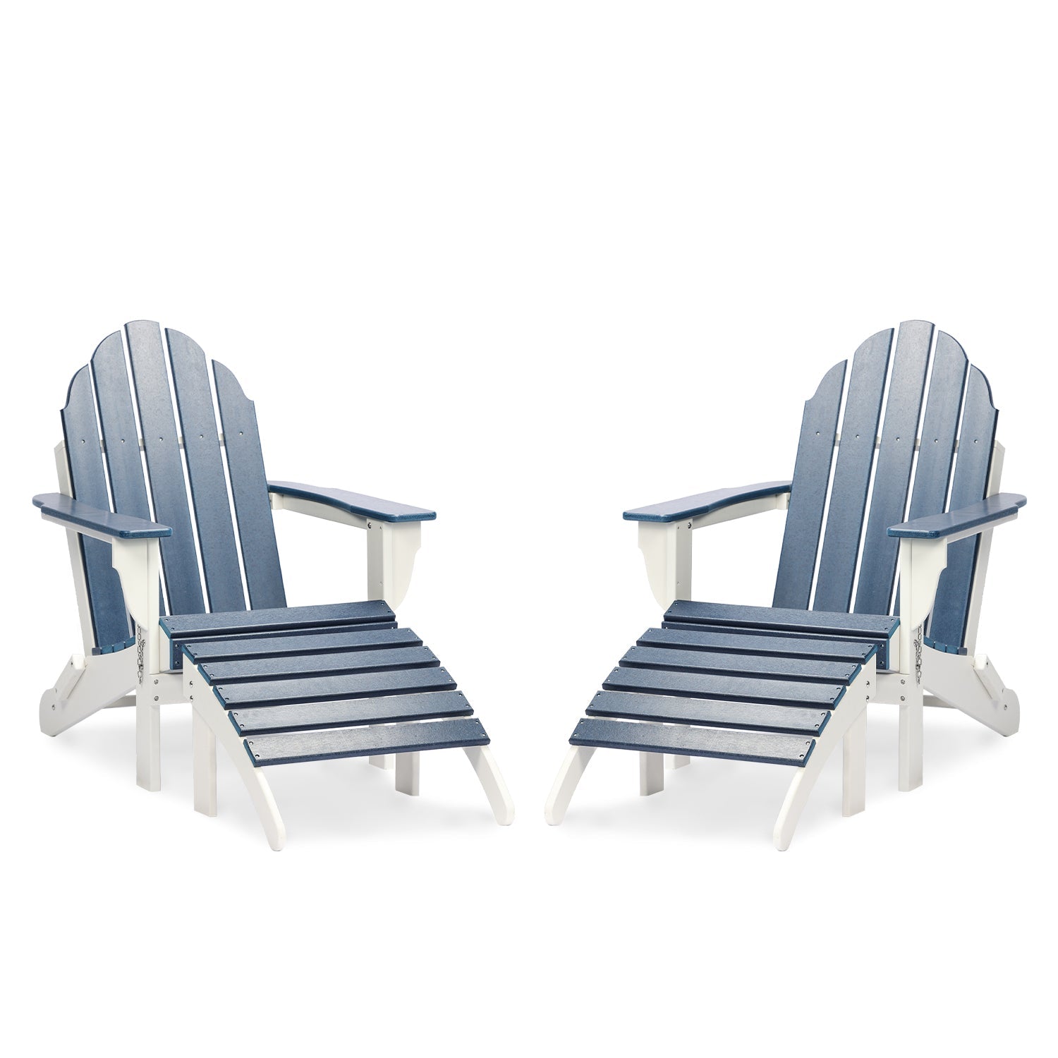 Adirondack Chair and Ottoman Set Furniture Aoodor LLC 2 sets Navy Blue 