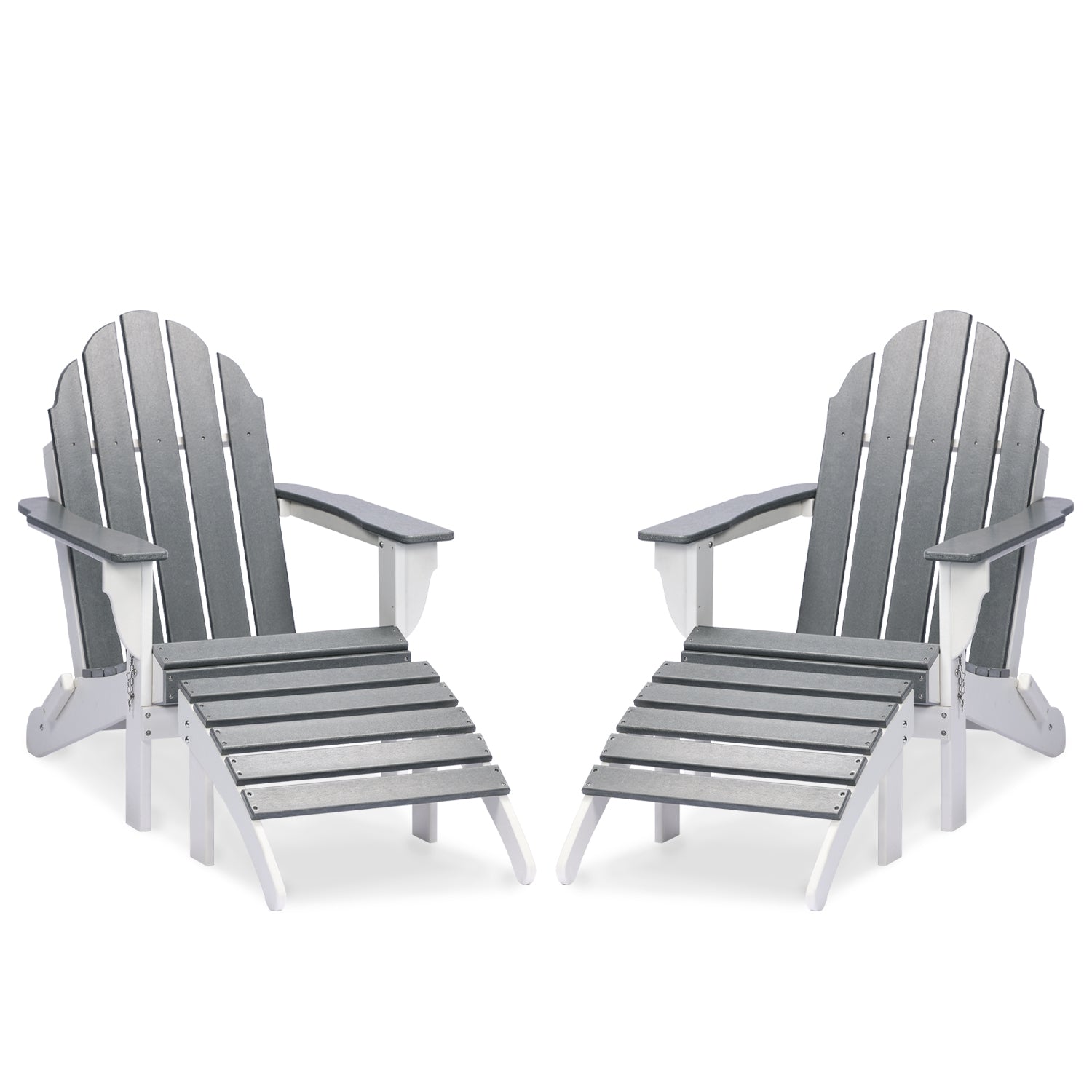 Adirondack Chair and Ottoman Set Furniture Aoodor LLC 2 sets Grey 