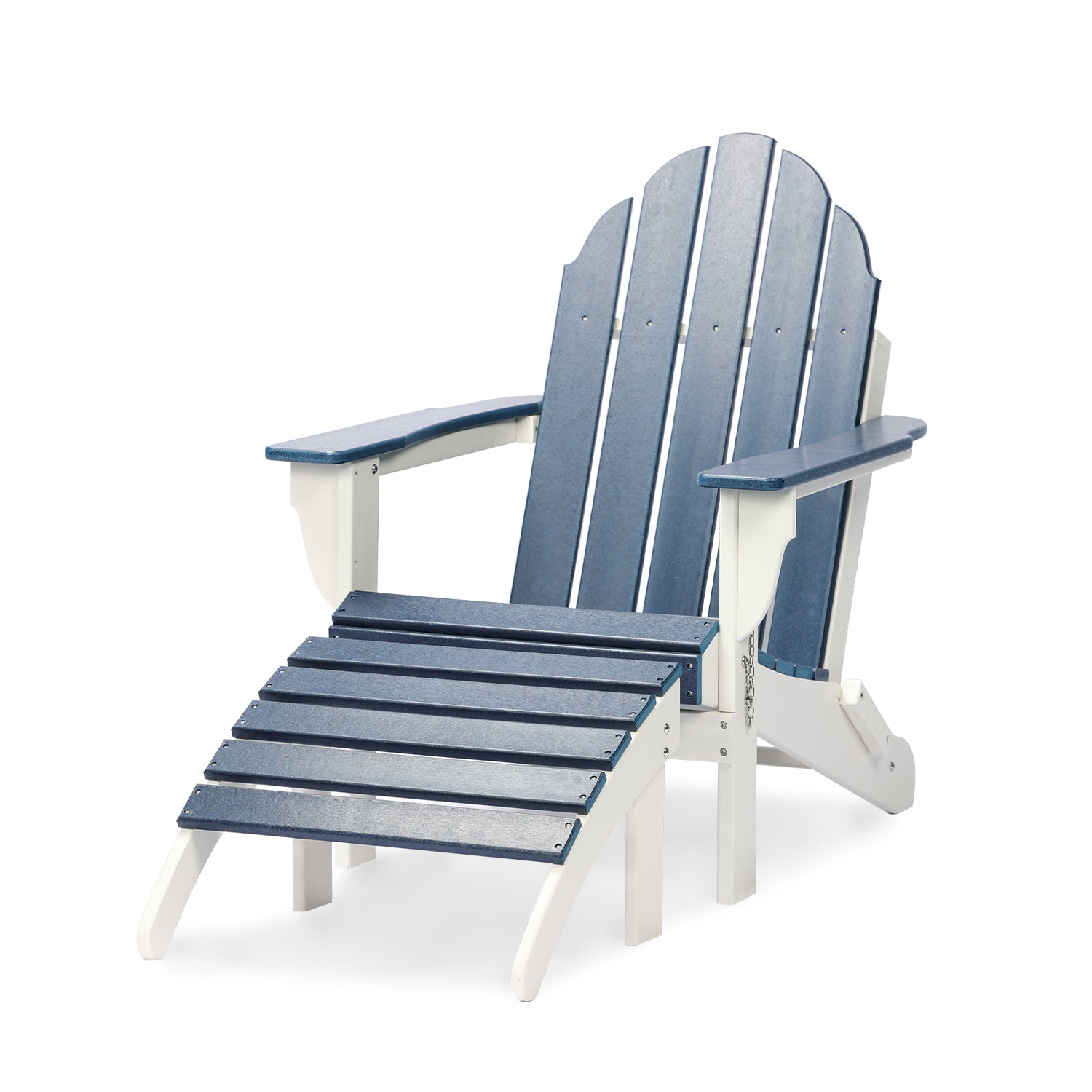 Adirondack Chair and Ottoman Set Furniture Aoodor LLC 1 set Navy Blue 