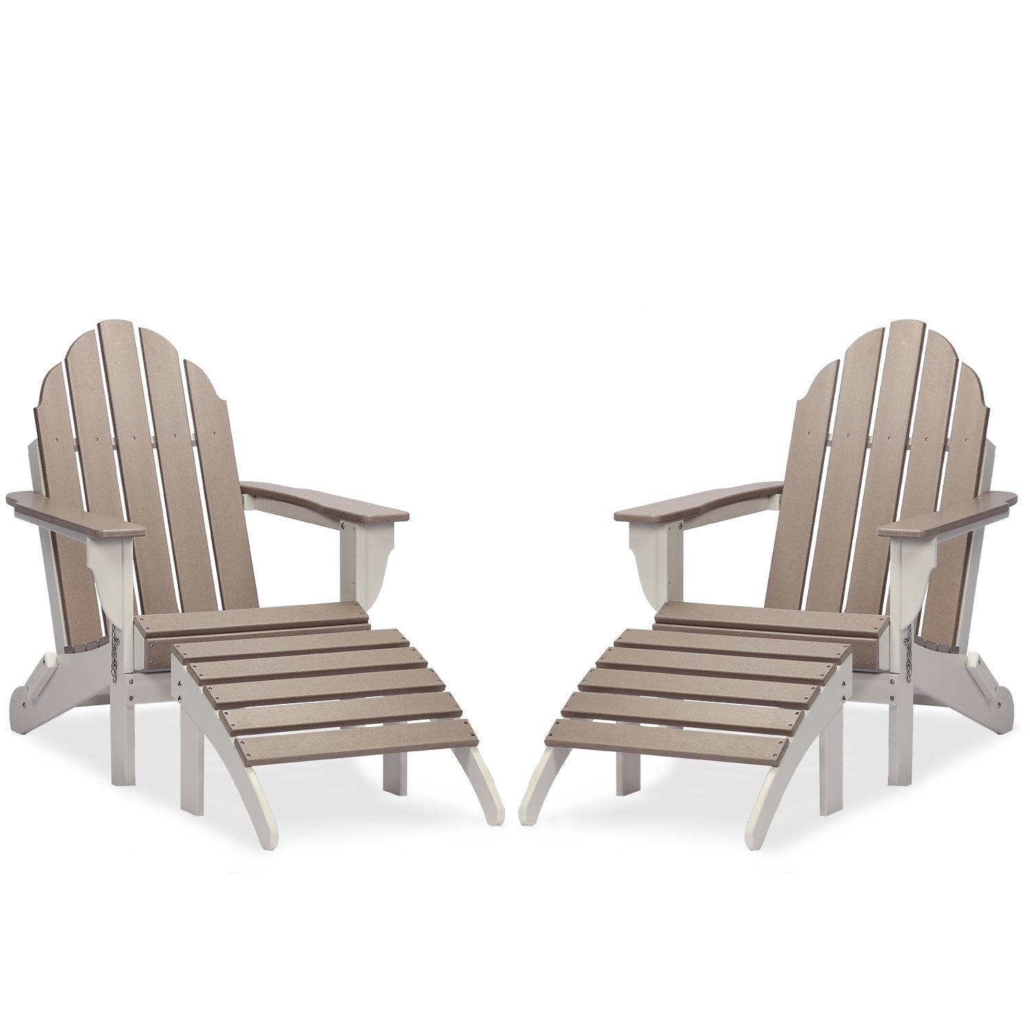 Adirondack Chair and Ottoman Set Furniture Aoodor LLC 2 sets Brown 