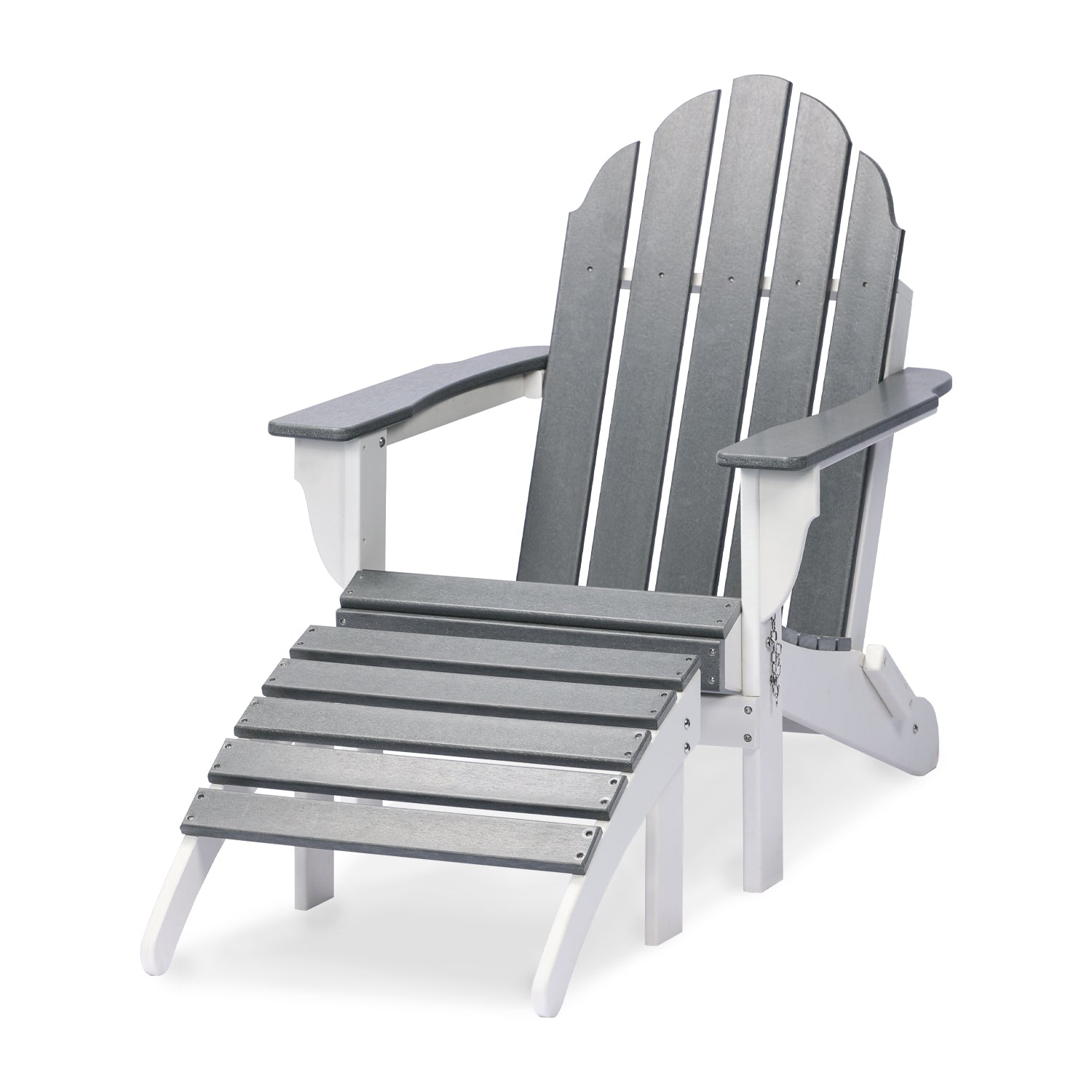 Adirondack Chair and Ottoman Set Furniture Aoodor LLC 1 set Grey 