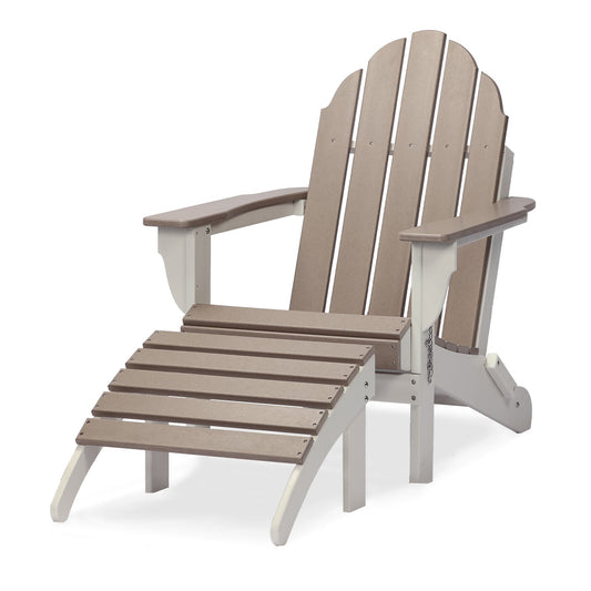 Adirondack Chair and Ottoman Set Furniture Aoodor LLC 1 set Brown 