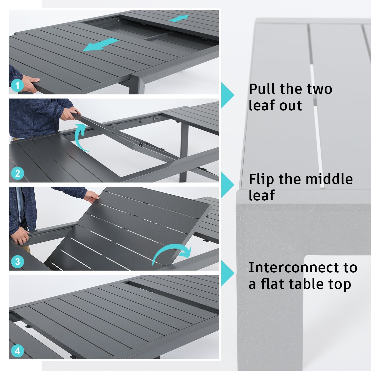 All-aluminum Stretch Table with Portable Aluminum Camping Chair Set Furniture Aoodor LLC   