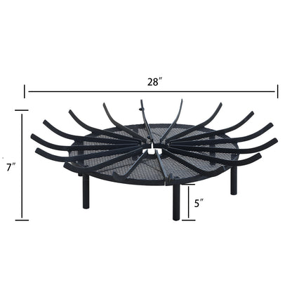 28''/32''/36''Round Spider Wagon Wheel Firewood Grates, Heavy Duty Fire Pit Grate Tool Aoodor 28"  