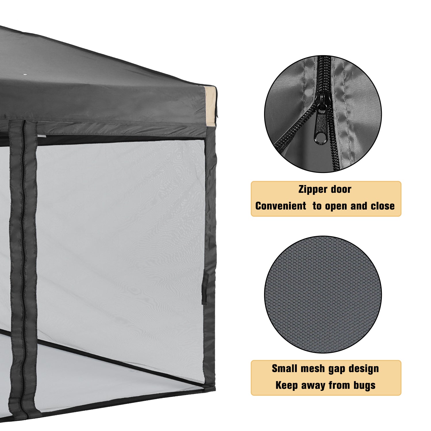 Canopy Mesh Sidewall Replacement with 2 Side Zipper for 10'' x 10'' Pop Up Canopy Tent  (Net Only) Gazebo part Aoodor LLC   