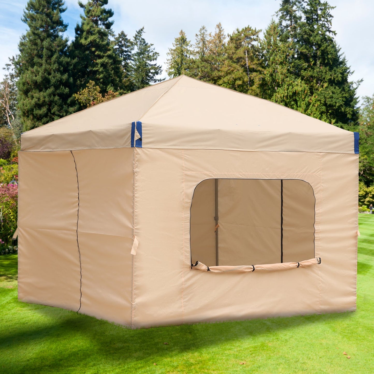 Canopy Sidewall Replacement with 2 Side Zipper and Windows for 10'' x 10'' Pop Up Canopy Tent  (Sidewall Only) Gazebo part Aoodor LLC   