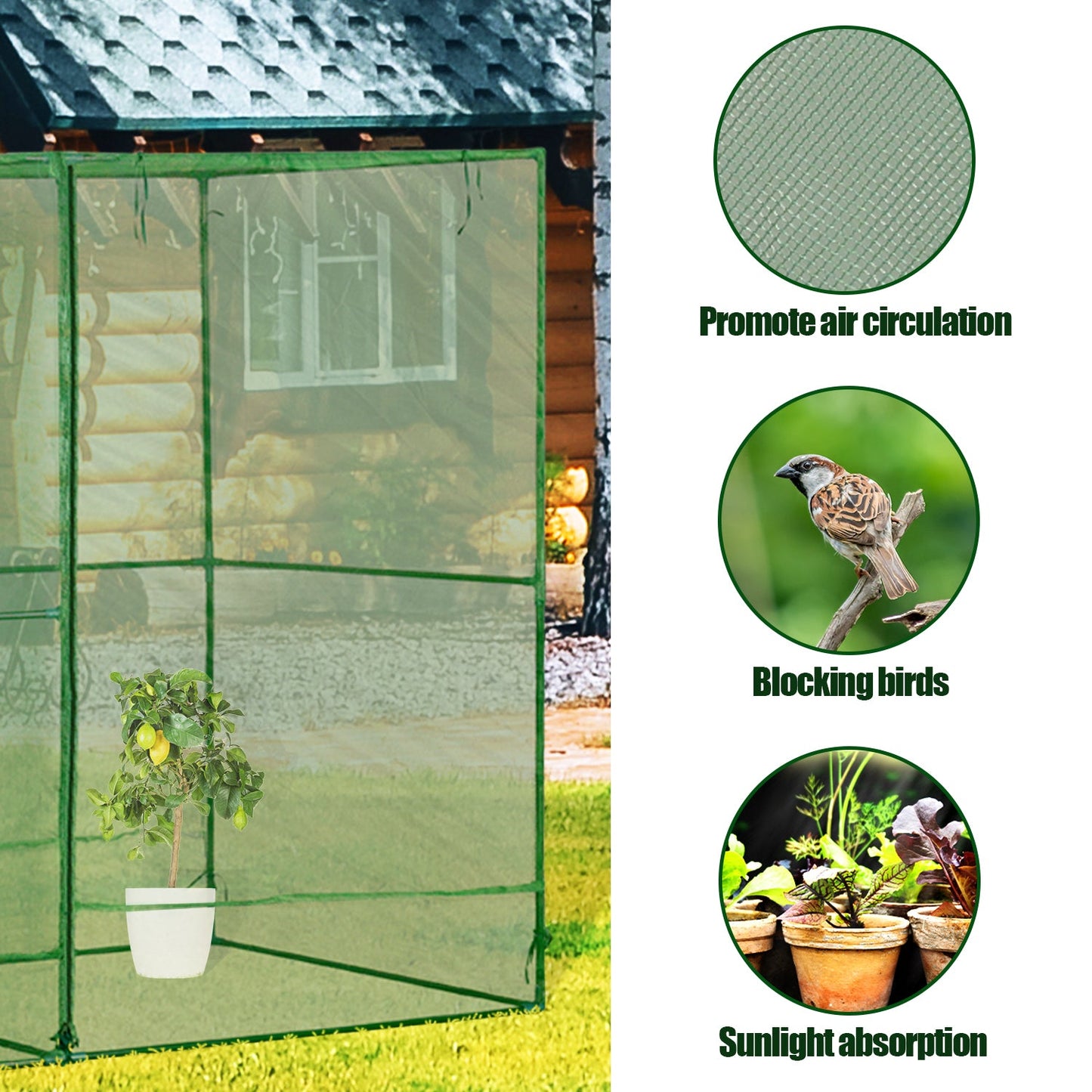 Crop Cage Plant Protection Netting Tent with Zipper for Vegetables Fruits and Plant, Suitable for Garden Yard and Lawn - Aoodor