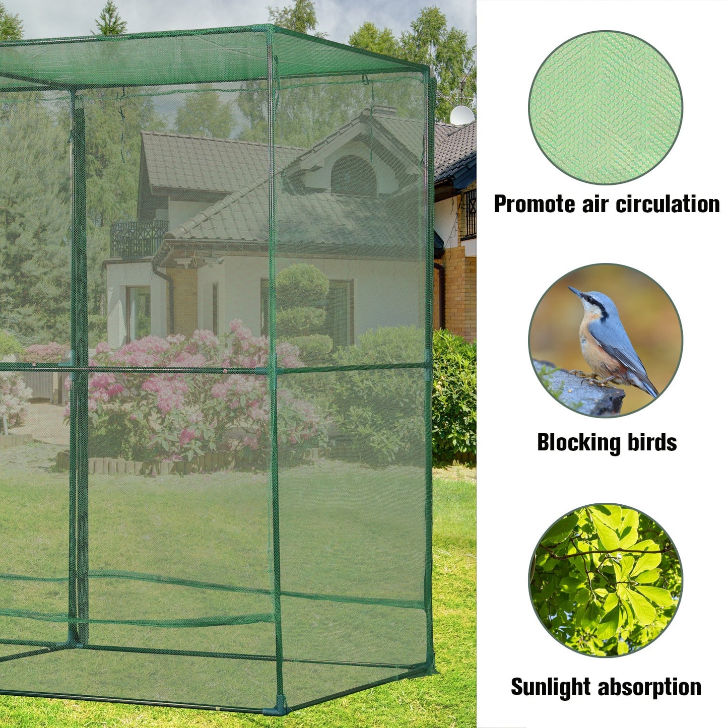Crop Cage Plant Protection Netting Tent with Zipper for Vegetables Fruits and Plant Greenhouse Aoodor LLC   