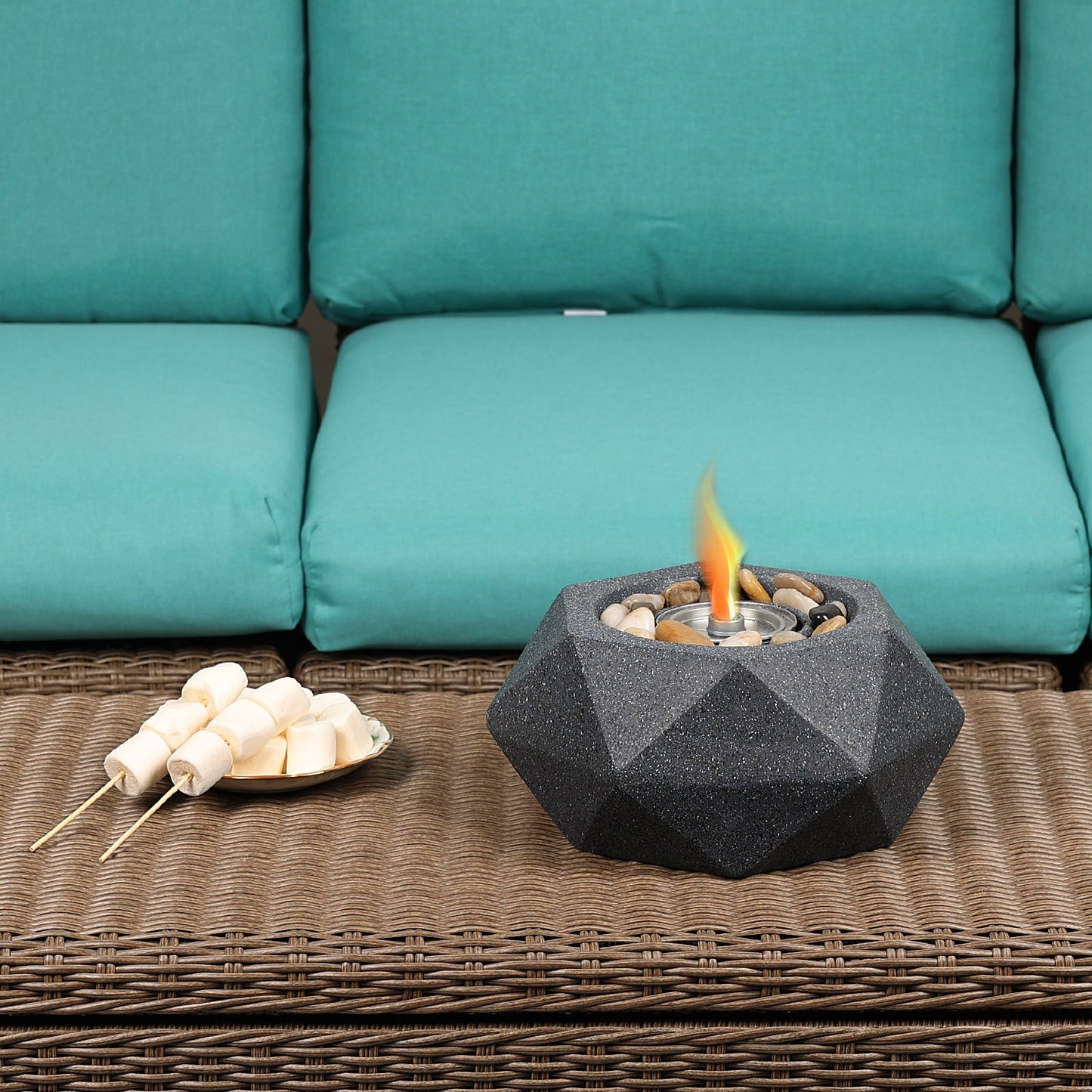 Fire Pit Bowl Tabletop Portable Concrete Fireplace - Aoodor