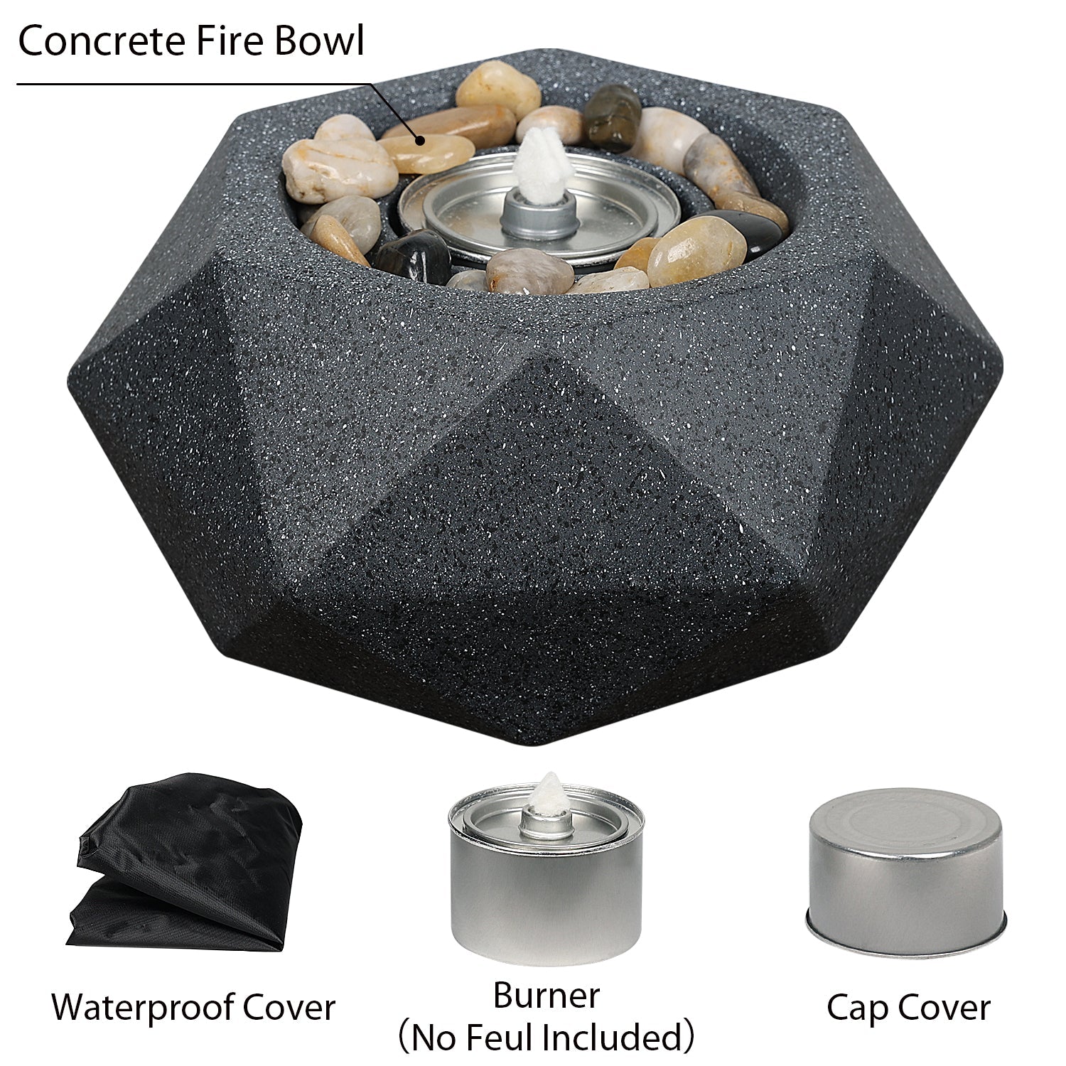 Fire Pit Bowl Tabletop Portable Concrete Fireplace - Aoodor