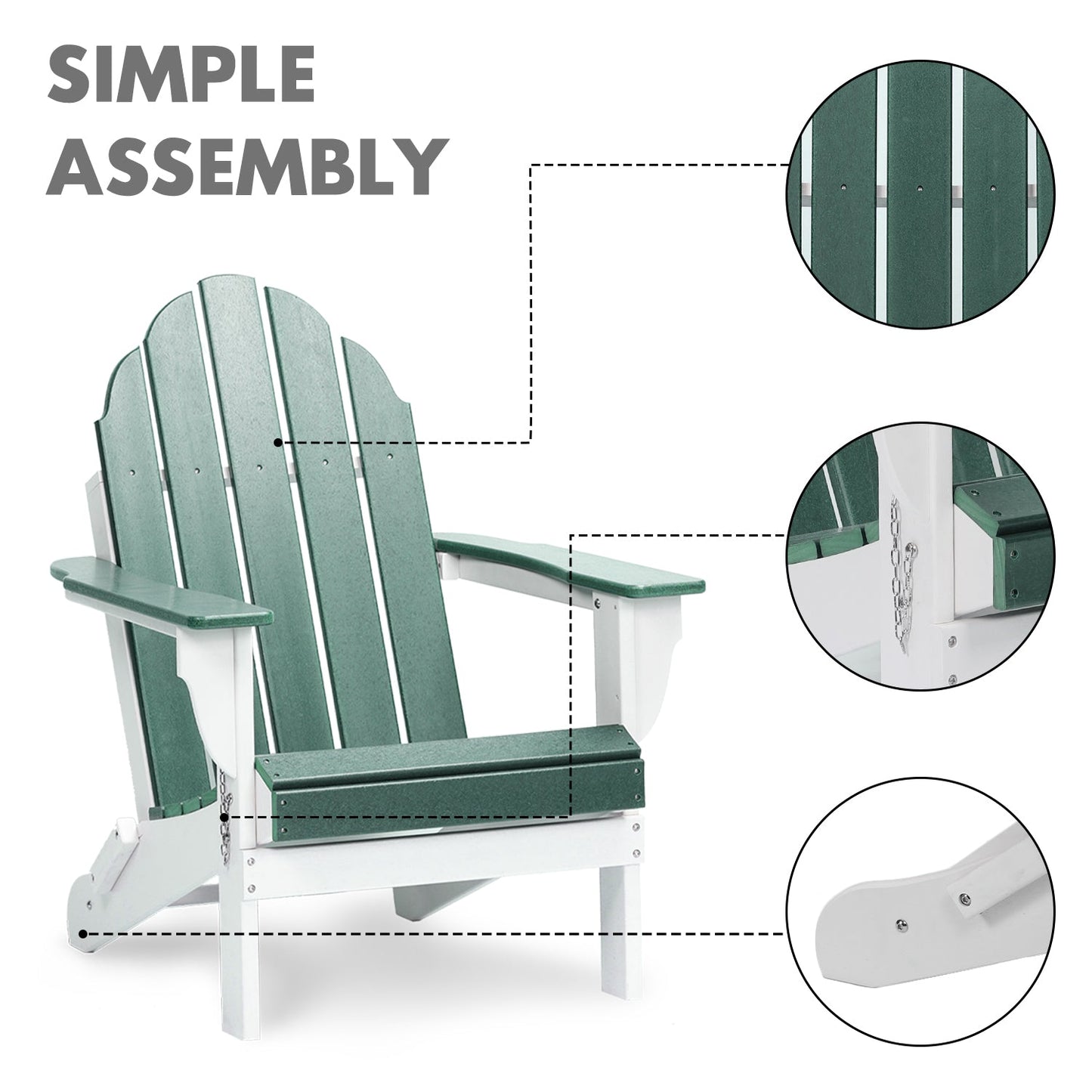 Folding Adirondack Chair 31.5'' (L) x 28.74'' (W) x 37'' (H) Furniture Aoodor   