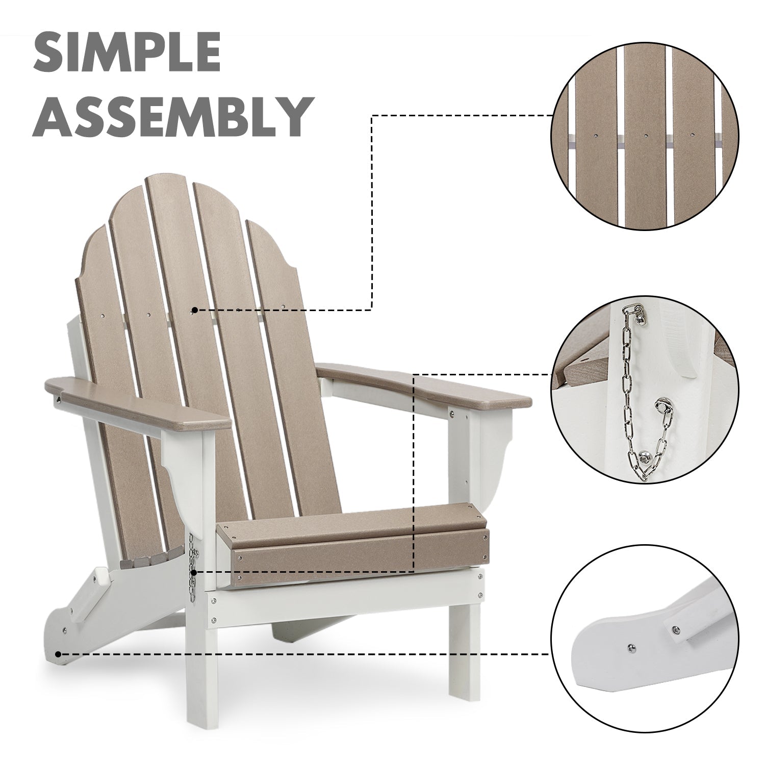 Folding Adirondack Chair 31.5'' (L) x 28.74'' (W) x 37'' (H) Furniture Aoodor   