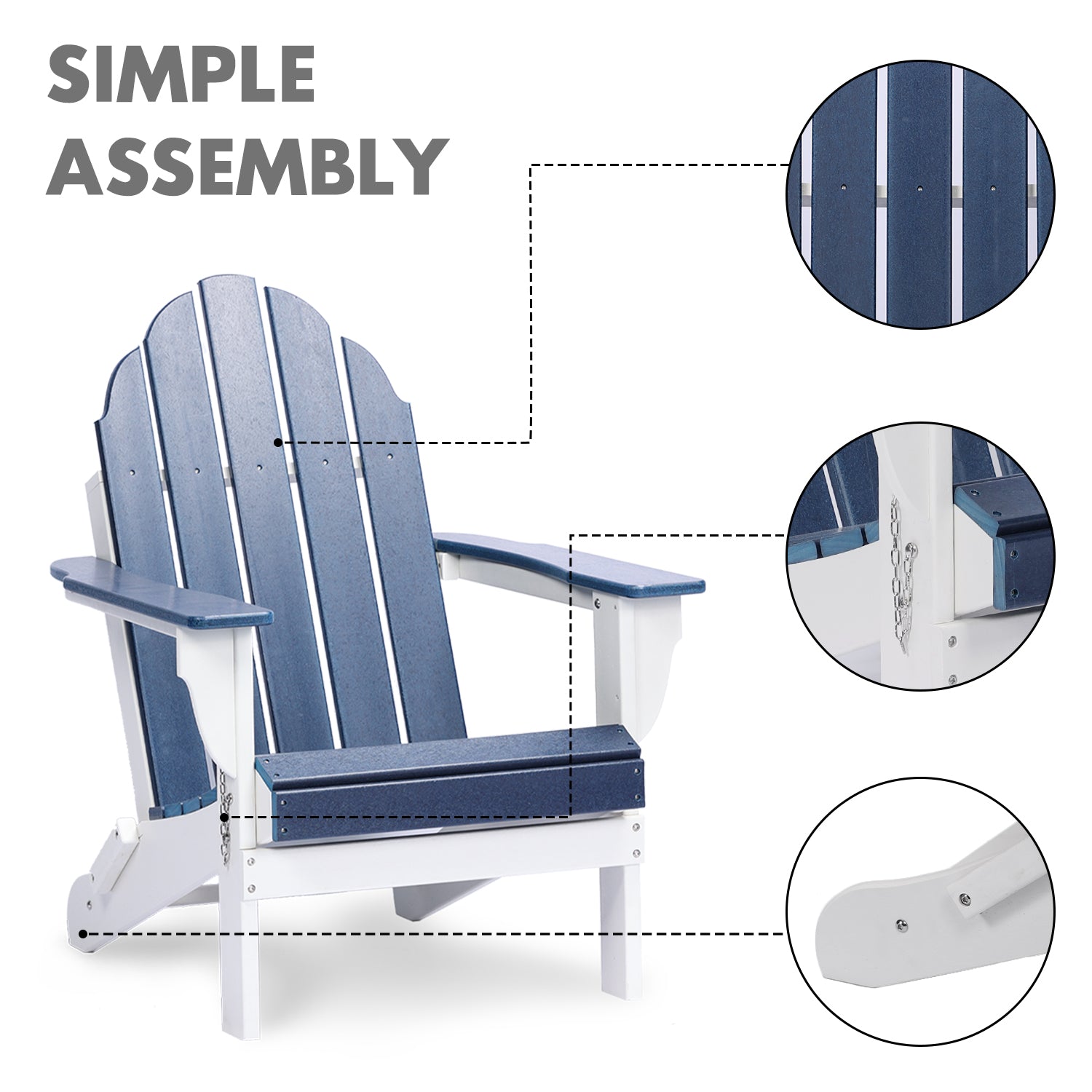 Folding Adirondack Chair 31.5'' (L) x 28.74'' (W) x 37'' (H) Furniture Aoodor   