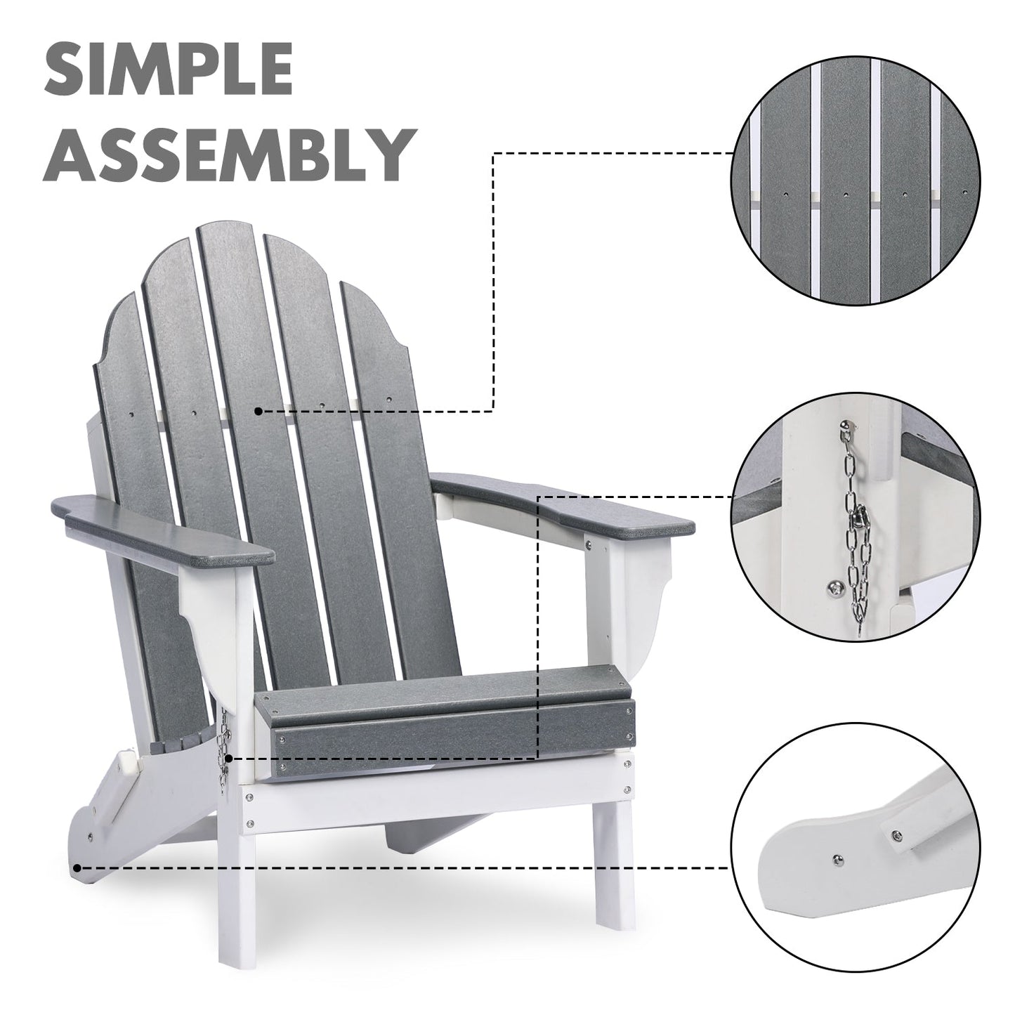 Folding Adirondack Chair 31.5'' (L) x 28.74'' (W) x 37'' (H) Furniture Aoodor   