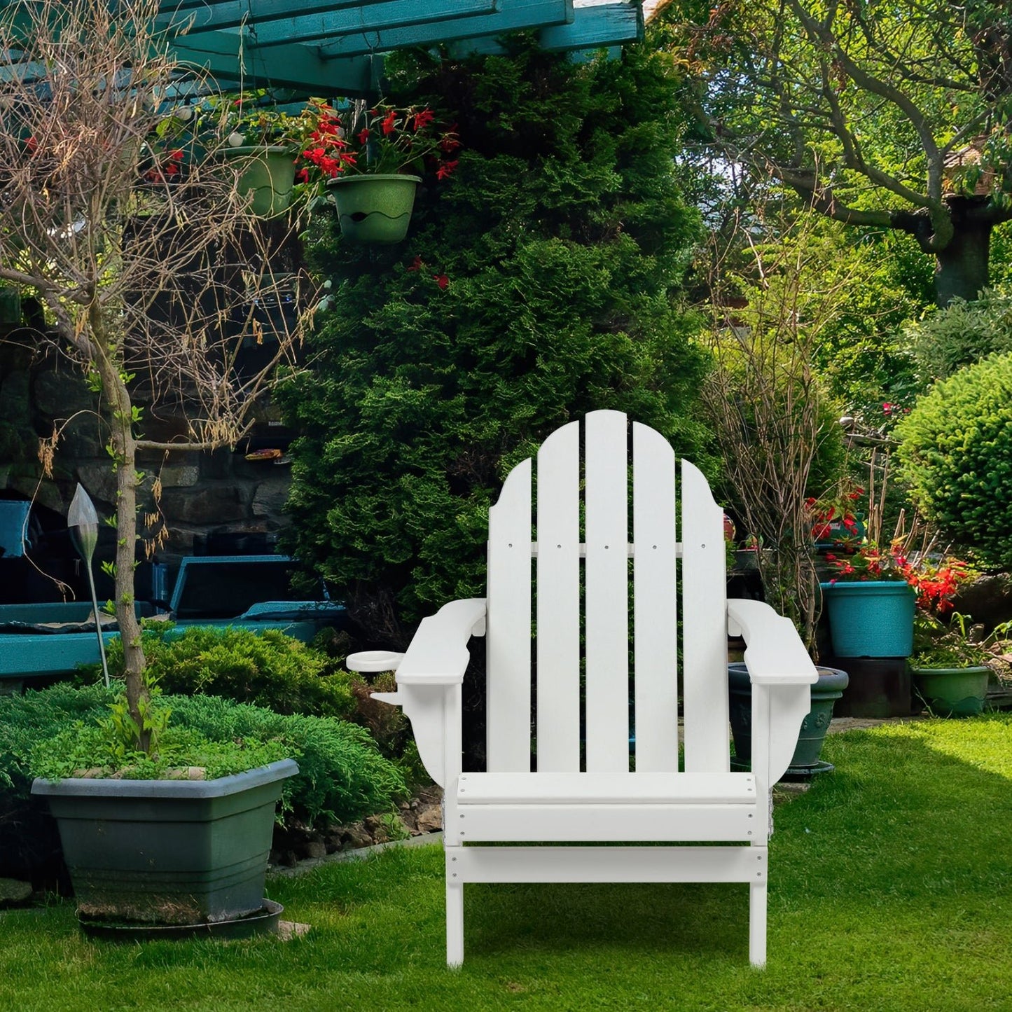 Folding Adirondack Chair 31.5'' (L) x 28.74'' (W) x 37'' (H) Furniture Aoodor   