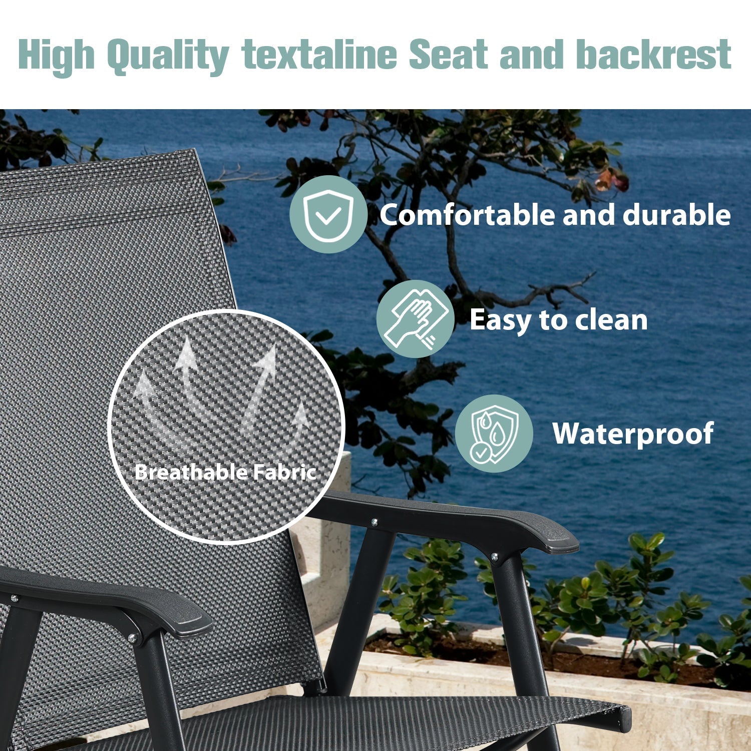 Folding Patio Chairs - Set of 4, Ideal for Patio and Outdoor Use Furniture Aoodor   