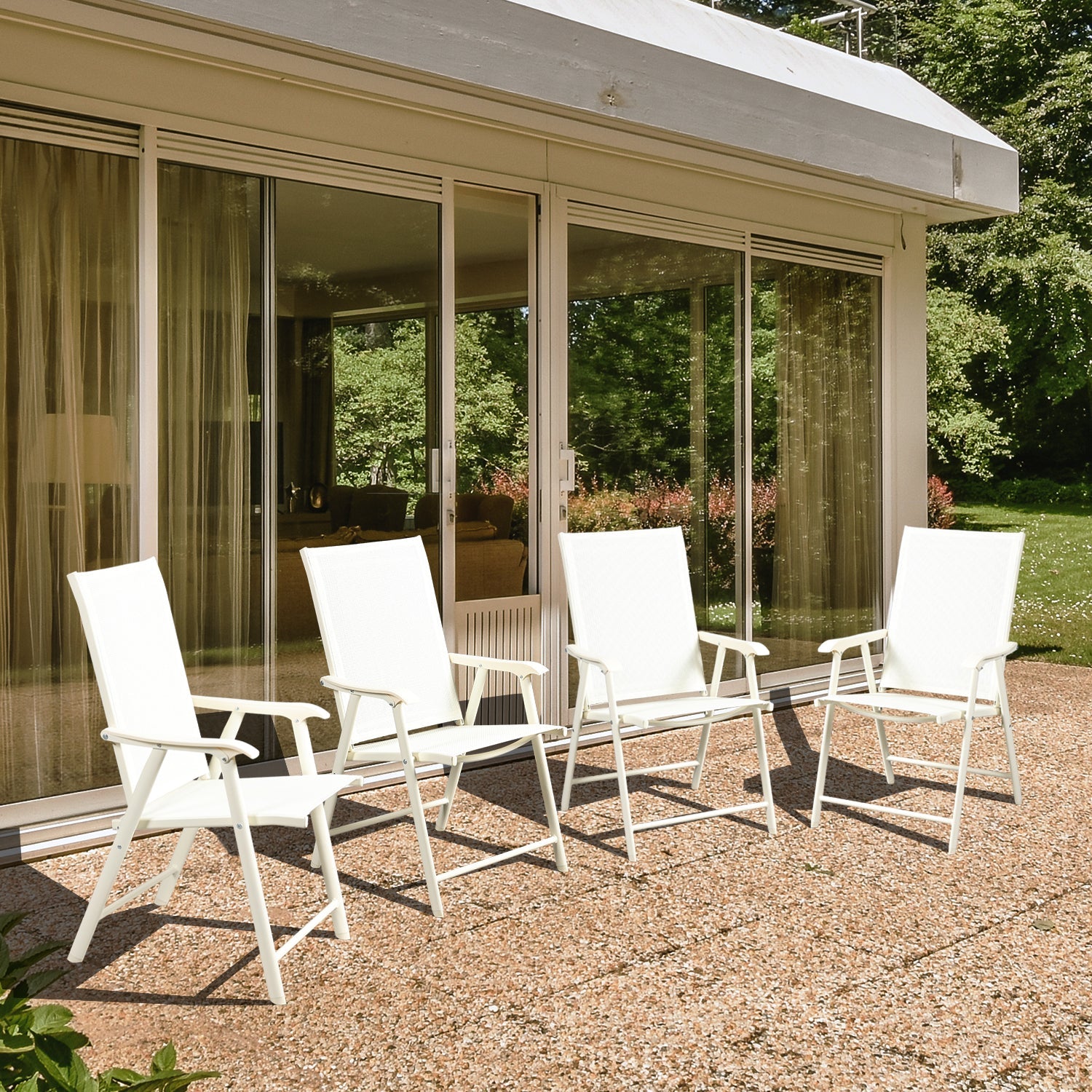 Folding Patio Chairs - Set of 4, Ideal for Patio and Outdoor Use Furniture Aoodor   