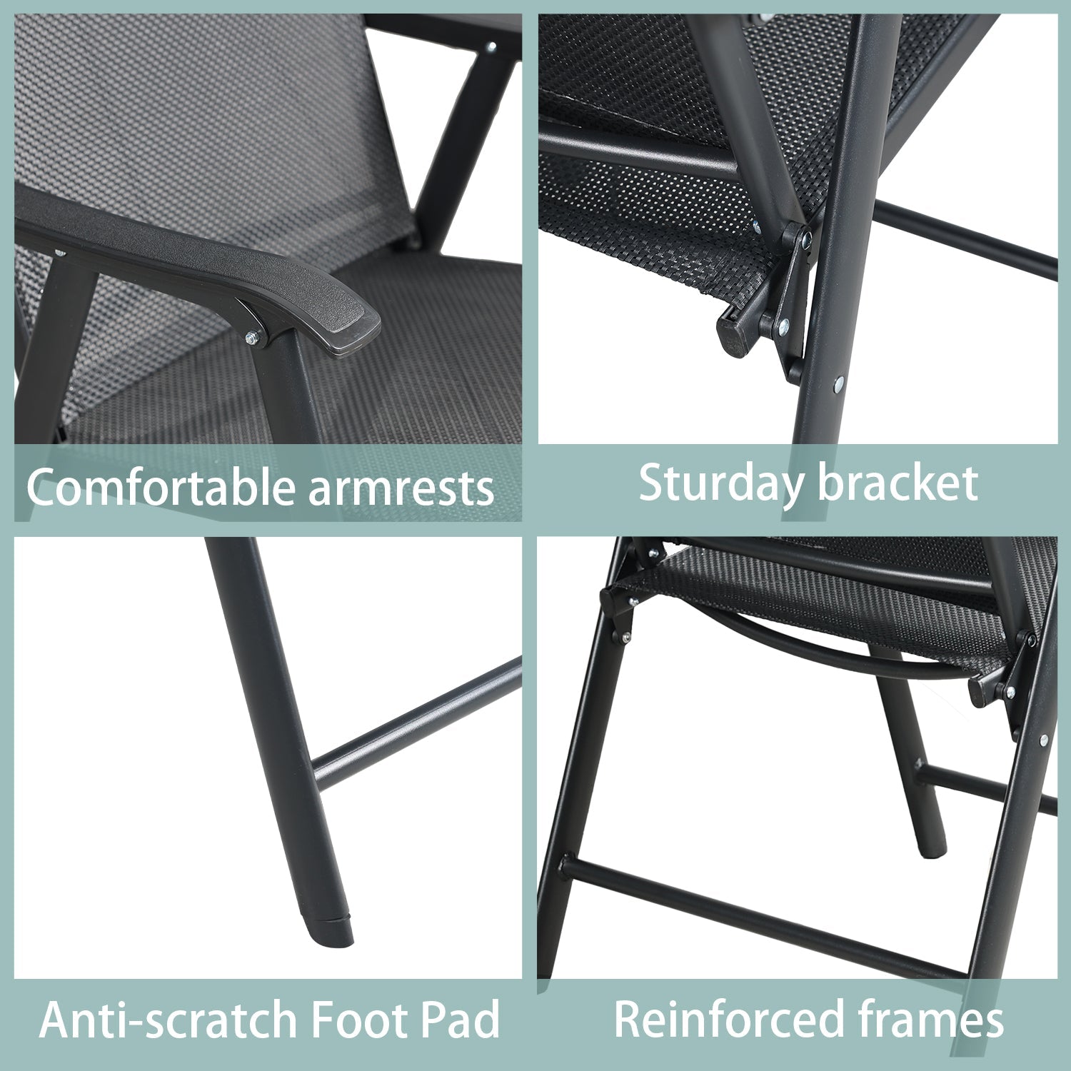 Folding Patio Chairs - Set of 4, Ideal for Patio and Outdoor Use Furniture Aoodor   