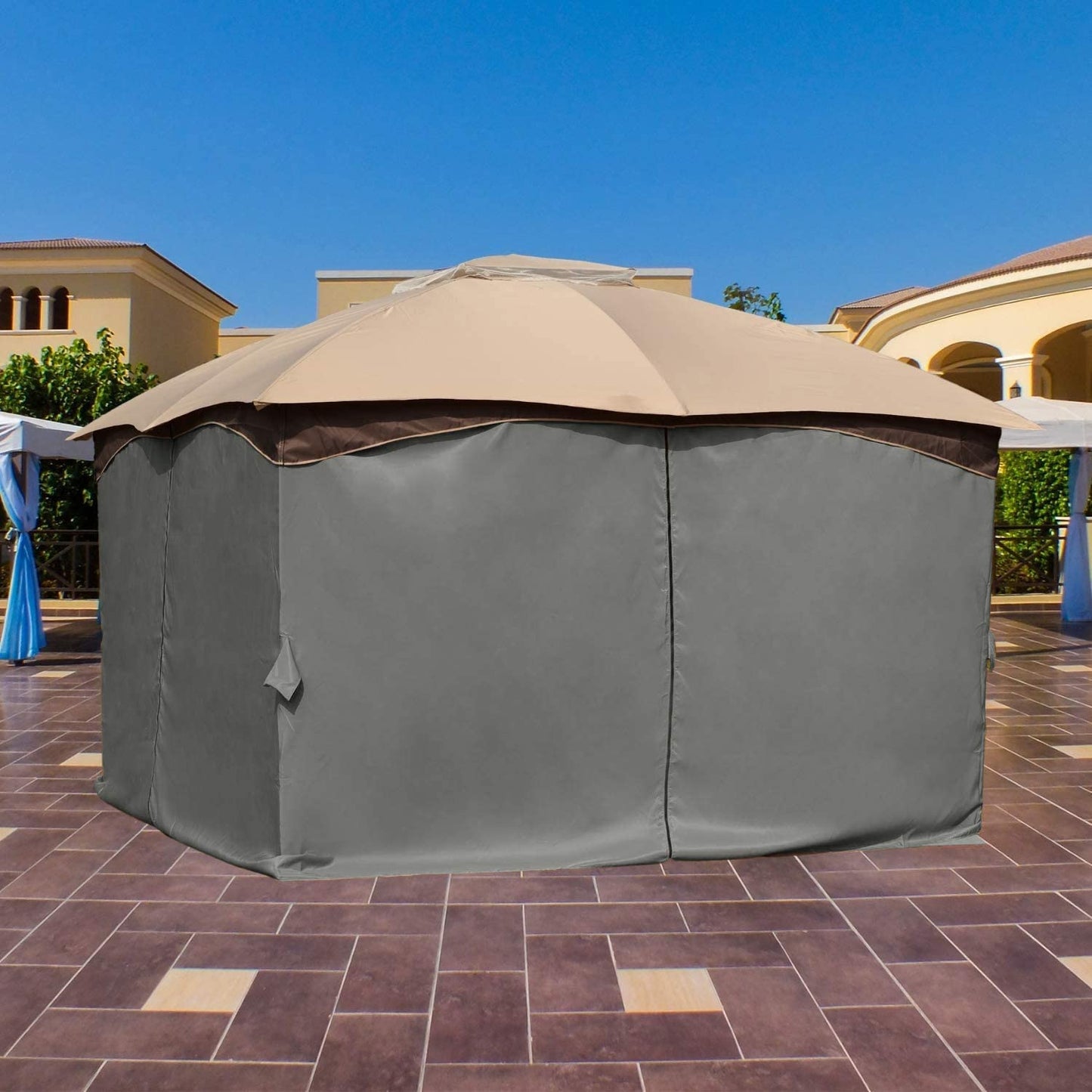 Gazebo Curtain Replacement - Universal 4-Panel Sidewalls 10' x 12'(Curtain Only) Gazebo part Aoodor   