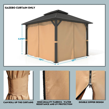 Gazebo Curtain Replacement - Universal 4-Panel Sidewalls 10' x 12'(Curtain Only) Gazebo part Aoodor   