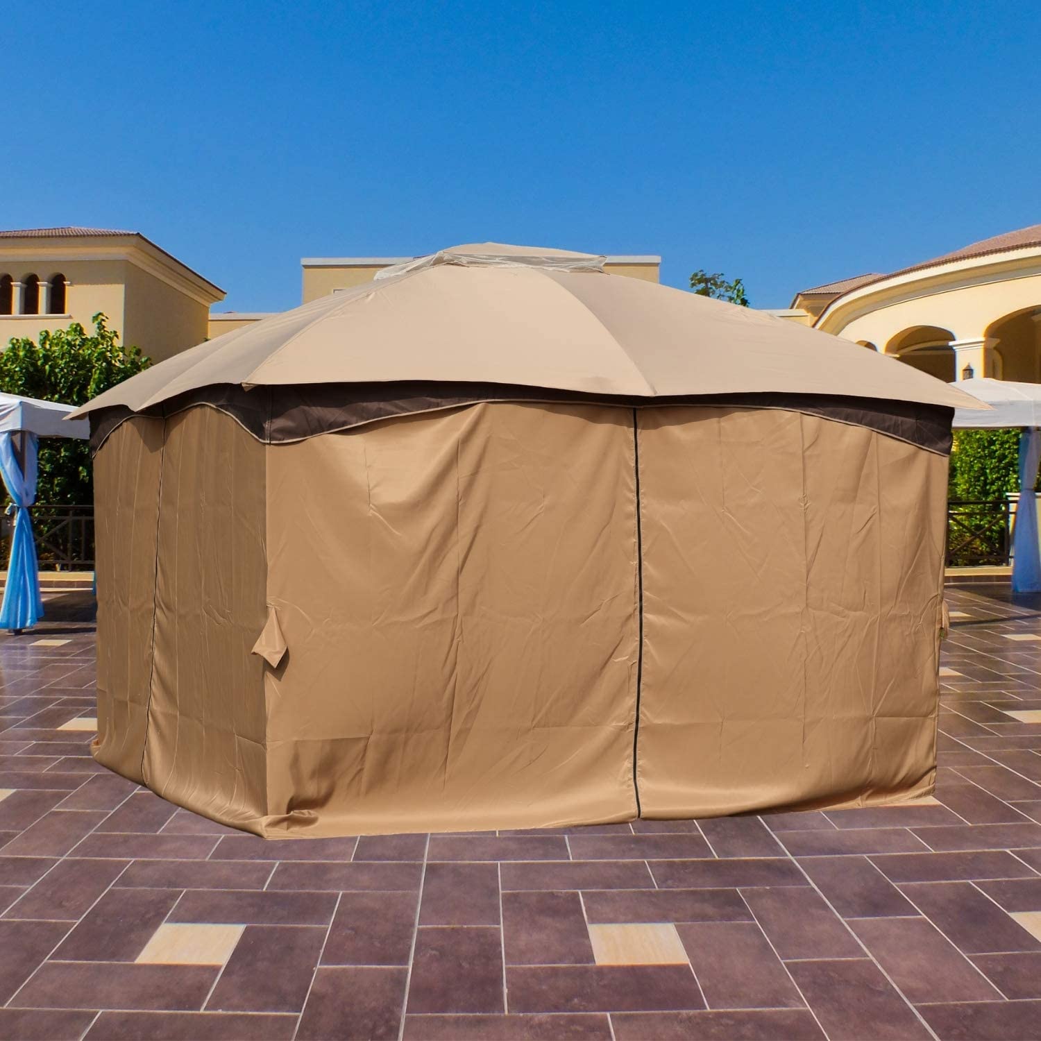 Gazebo Curtain Replacement - Universal 4-Panel Sidewalls 10' x 12'(Curtain Only) Gazebo part Aoodor   