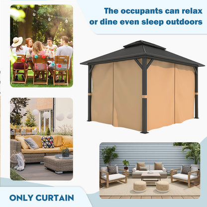 Gazebo Curtain Replacement - Universal 4-Panel Sidewalls 10' x 13' (Curtain Only) Gazebo part Aoodor   