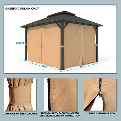 Gazebo Curtain Replacement - Universal 4-Panel Sidewalls 10' x 13' (Curtain Only) Gazebo part Aoodor   