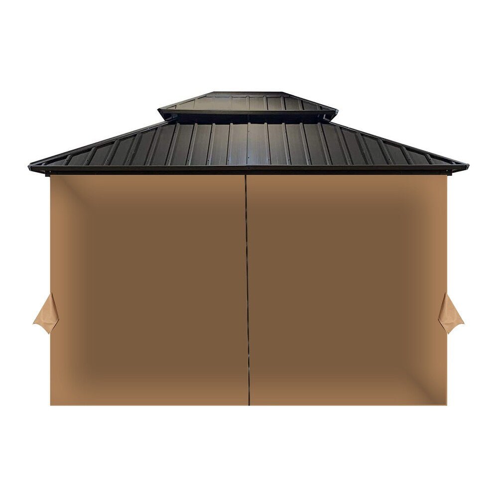 Gazebo Curtain Replacement - Universal 4-Panel Sidewalls 10' x 13' (Curtain Only) Gazebo part Aoodor Brown  