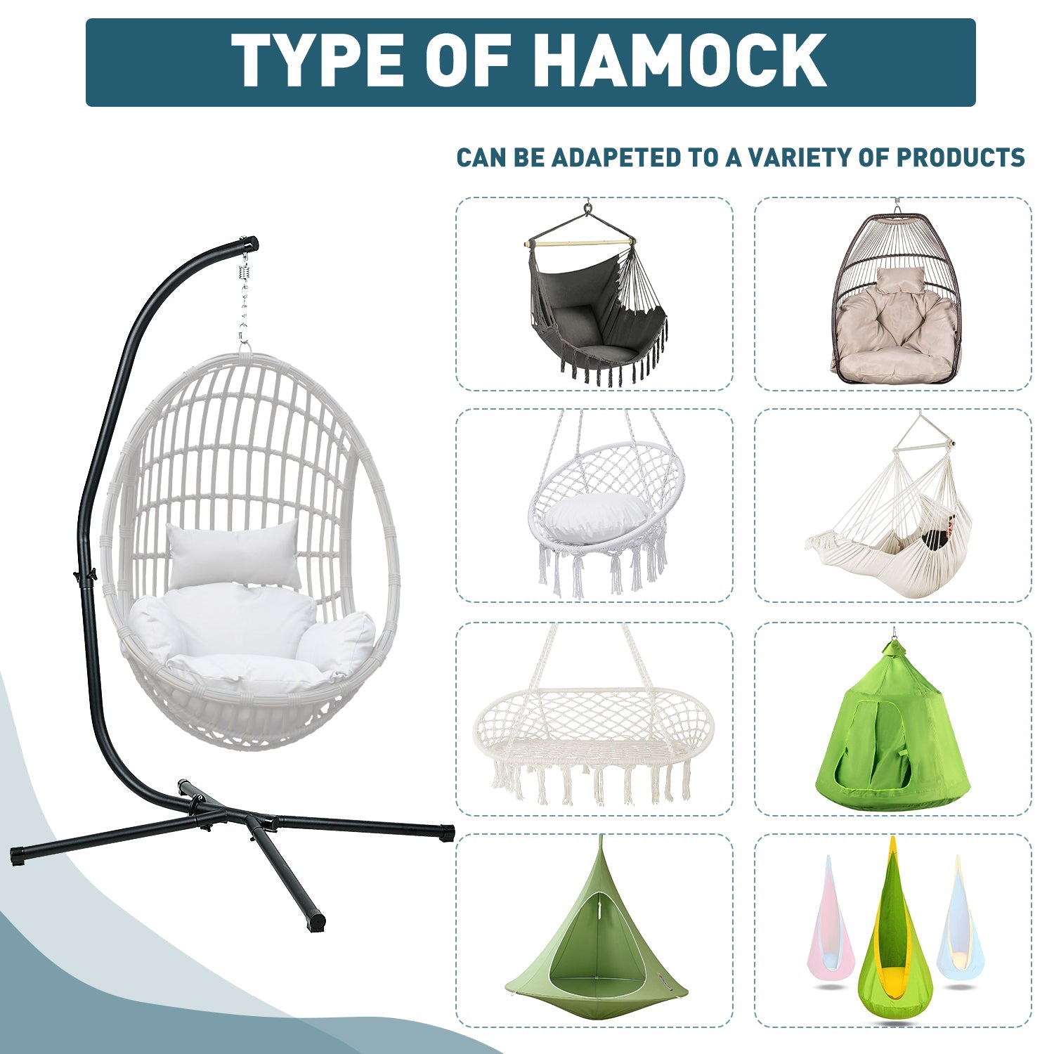 Hammock Steel Stand Only C-Stand - 300 Pound Capacity  Aoodor LLC   