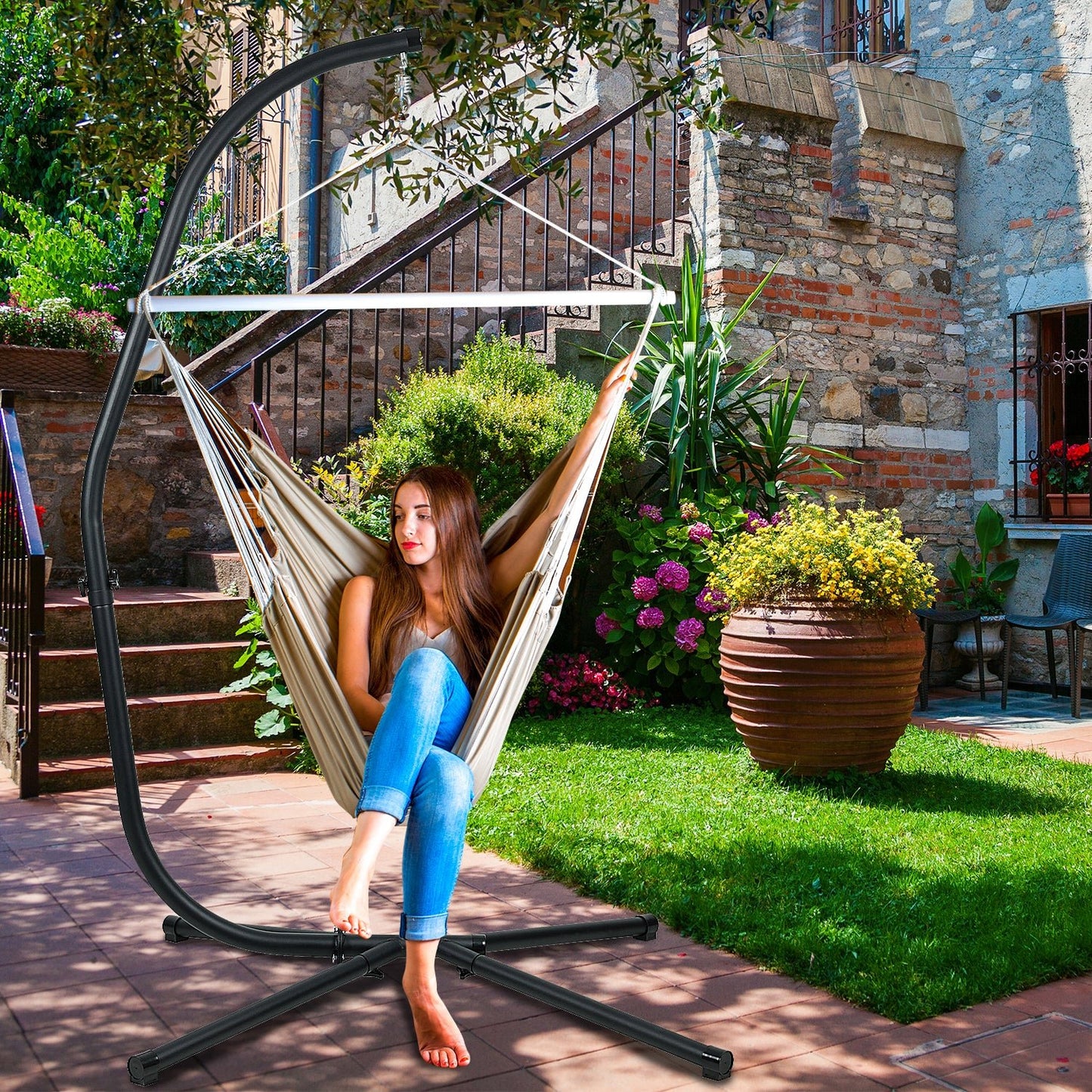 Hammock Steel Stand Only C-Stand - 300 Pound Capacity  Aoodor LLC   