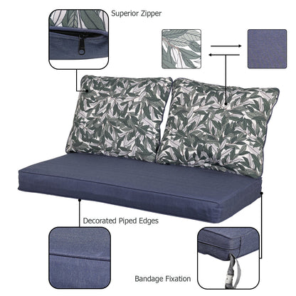 46.5"x24.4"x3.9" Loveseat Cushions Set, Deep Seating Bench Cushions with Dust Jacket  - 3 Piece Set CUSHION Aoodor LLC   